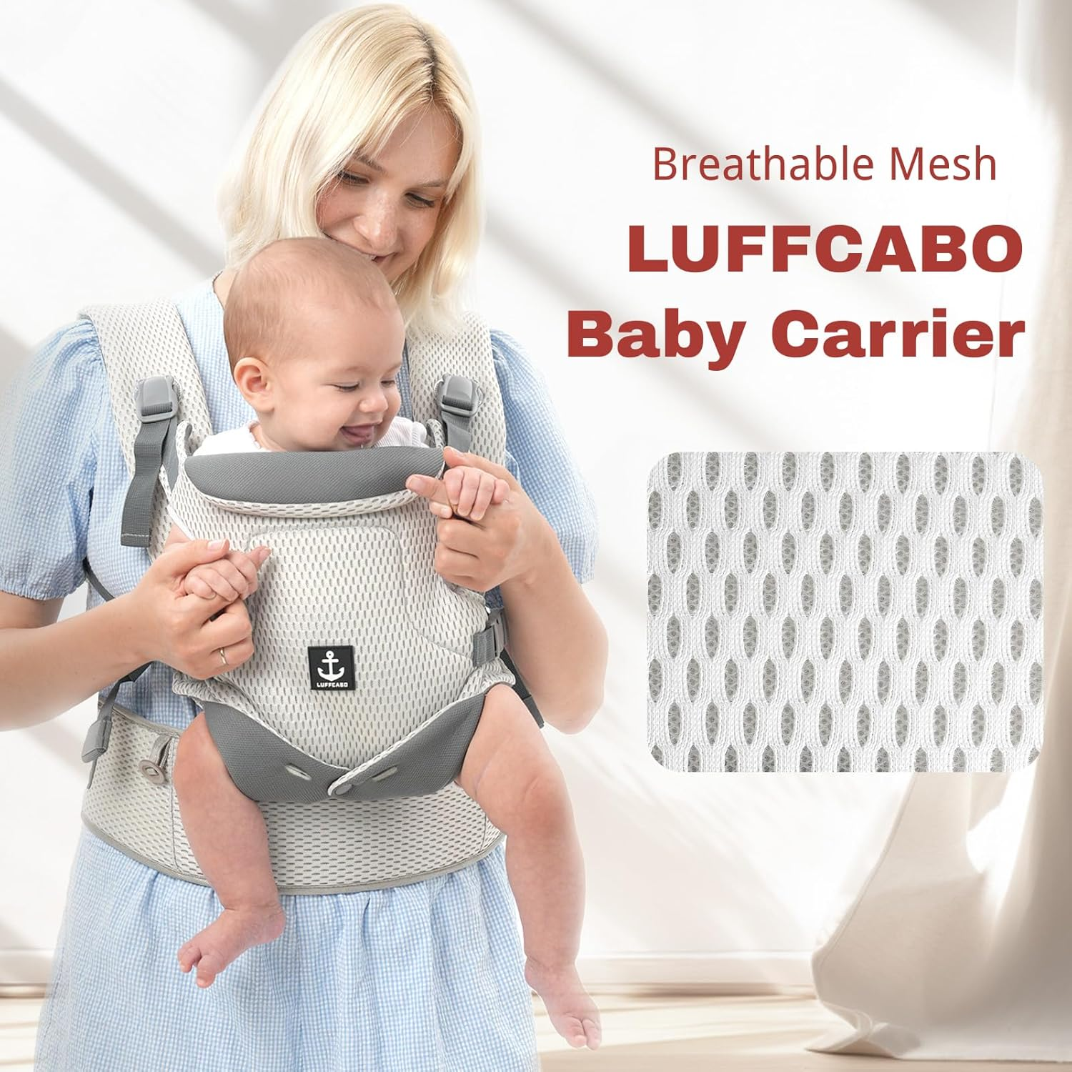 Mesh Baby Carrier Newborn to Toddler with 3 Carrying Positions, Ultra Breathable Baby Carrier, Ergonomic Toddler Carrier and Infant Carrier Comfortable for Babies 5-36 Months up to 15Kg image number 3