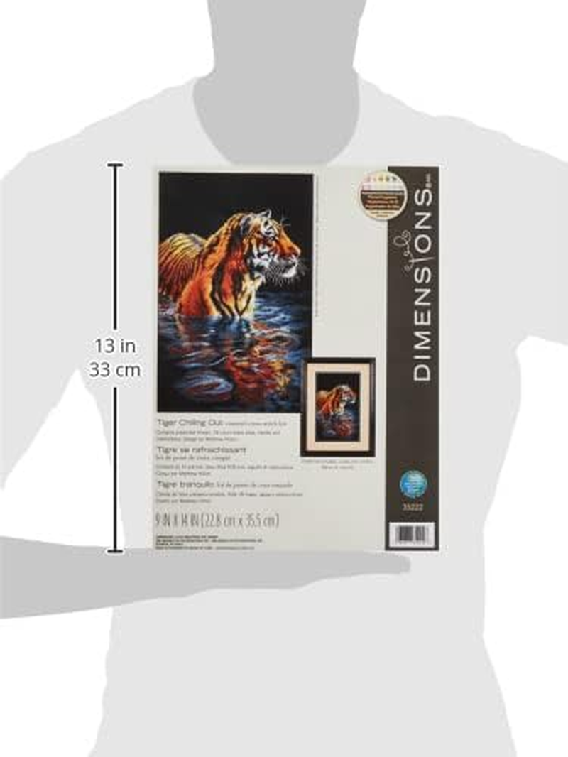 Dimensions 'Tiger Chilling Out' Counted Cross Stitch Kit, 18 Count Black Aida, 9" X 14"