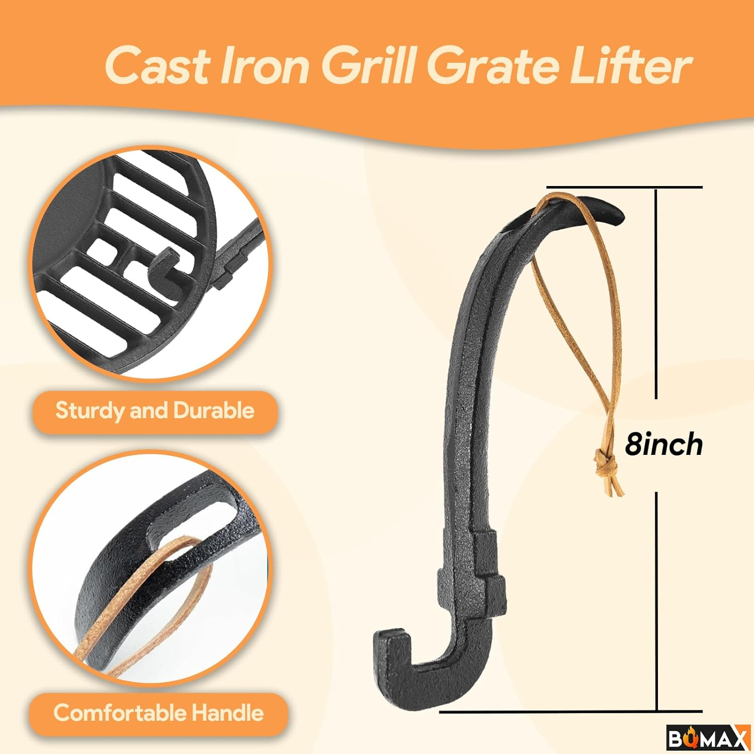 19.5" round Cast Iron Grill Grate Kit for Char Griller Akorn Kamado Ceramic Grill 16220, Pit Boss K24, Louisiana Grills K24, Parts for Char-Griller Replacement Grates, Chargriller Grates Replacement image number 6