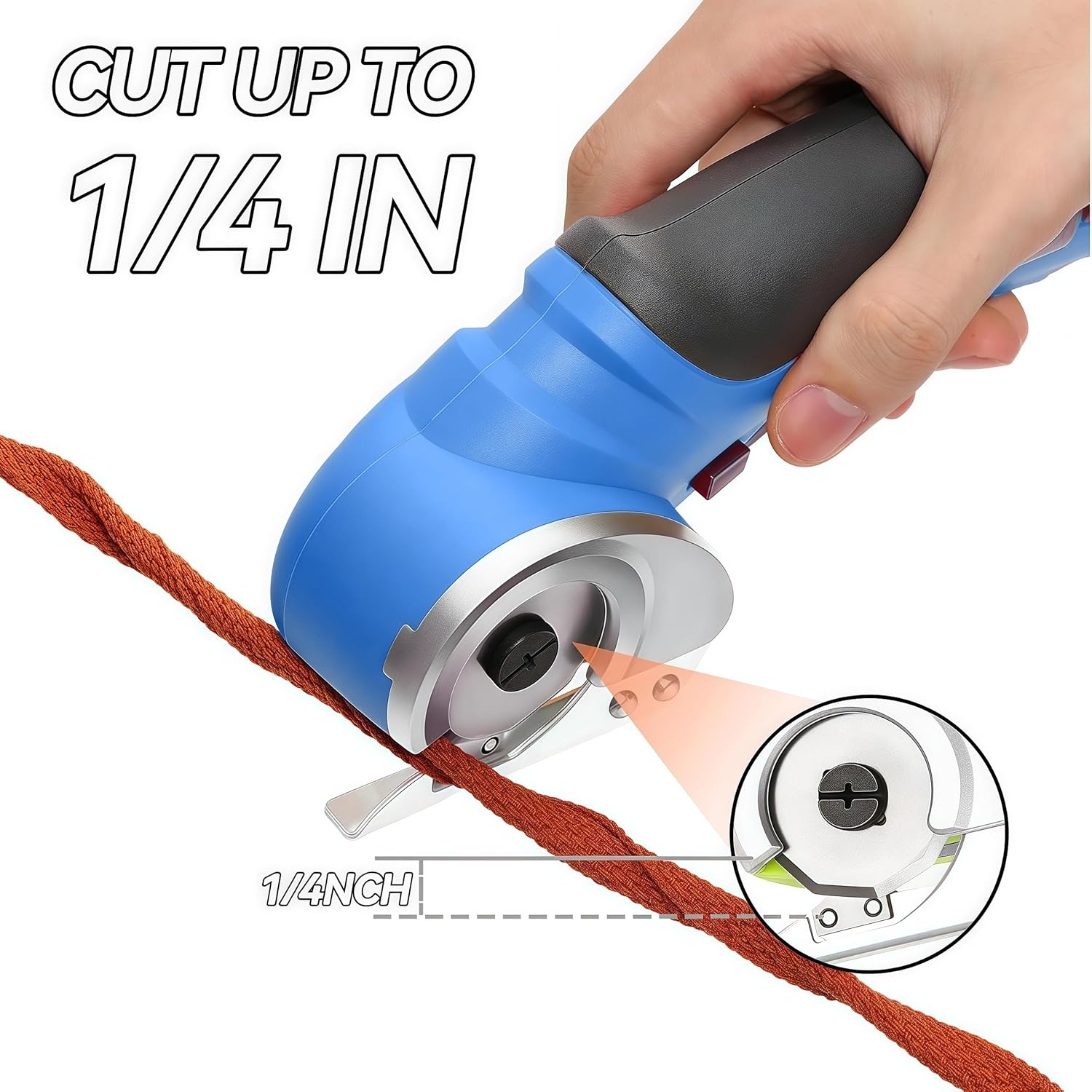 Cordless Electric Scissors, 4.2V Cardboard Cutter Tool for Cardboard Carpet Leather Packages Plastic with Rechargeable Battery (Blue)