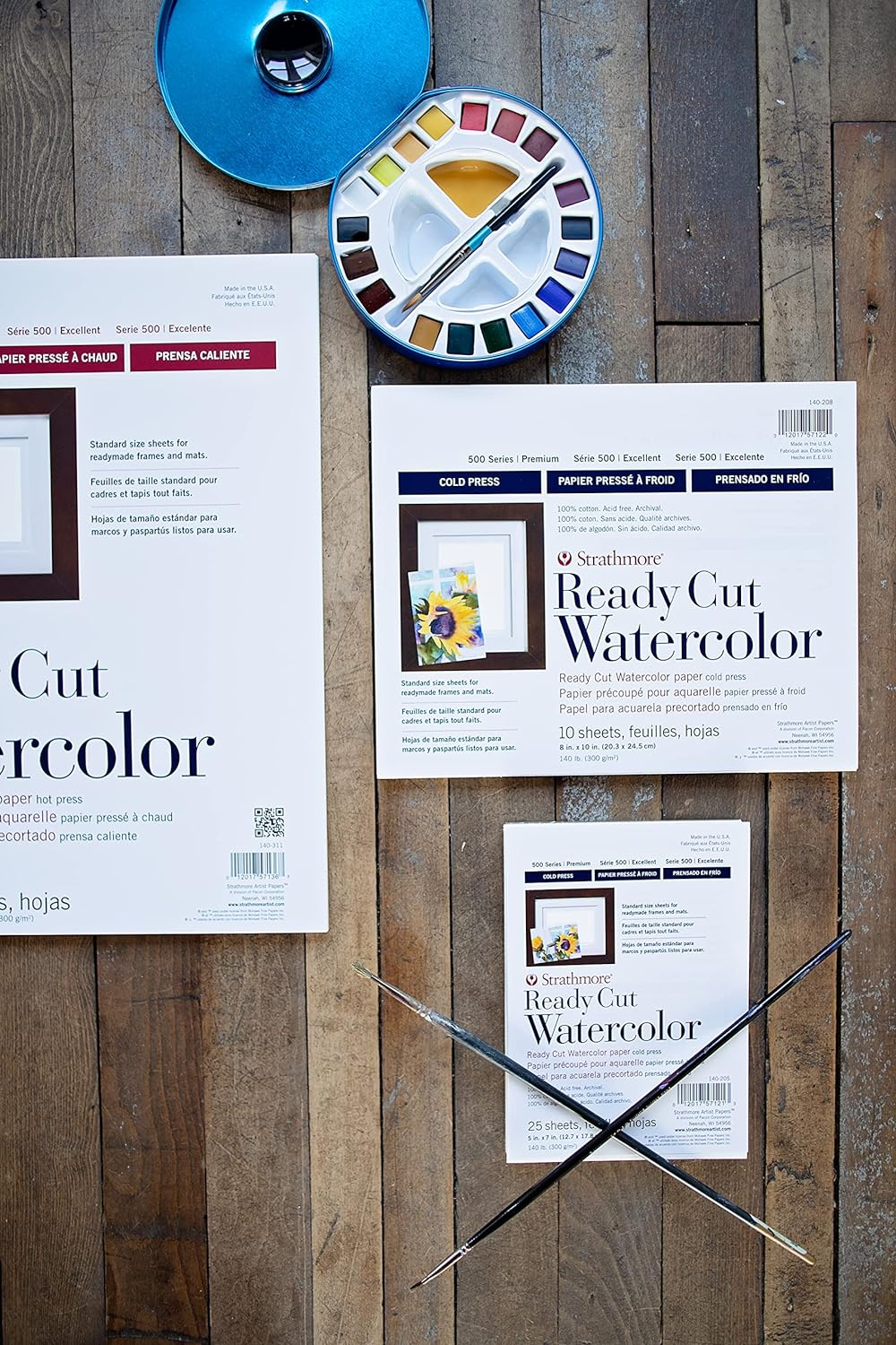 Strathmore 140-208 Ready Cut Watercolor, Cold Press, 8" X 10", White, 10 Sheets image number 4