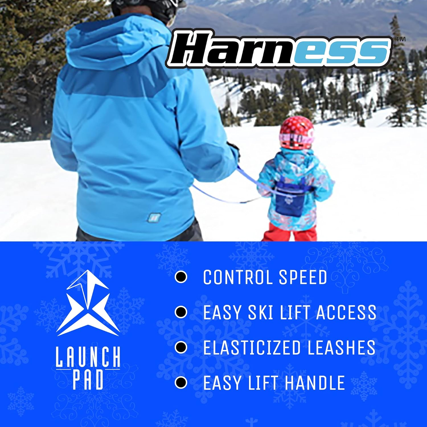 Launch Pad Ski and Snowboard Training Harness - Learn to Ski - Shock Absorbing Leashes - Teaches Speed Control - Perfect for Beginners