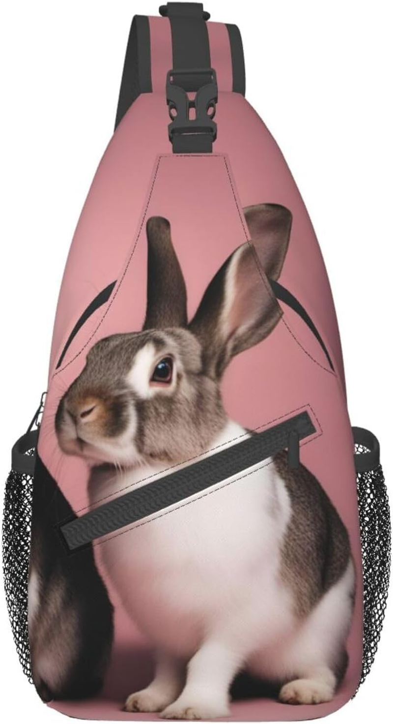 Easter Bunny Floral Shoulder Bag Crossbody Backpack Chest Bag Lightweight Sling Daypackstravel Hiking Cycling for Men Women