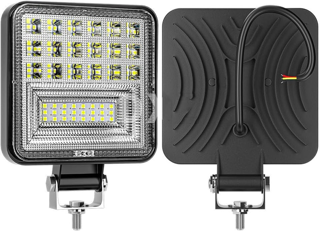 LED Boat Work Light Bar 4 Inch 6500K White 12V 8000LM Spot Flood Beam Marine Lights IP67 Waterproof for Truck SUV ATV UTV Motorcycle Tractor, Pack of 2