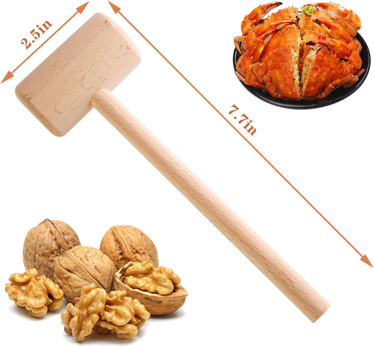 Wooden Crab Mallet for Chocolate, Mini Wooden Hammer Multi-Purpose for Kids Toys Crab Lobster Mallets, 3Pcs