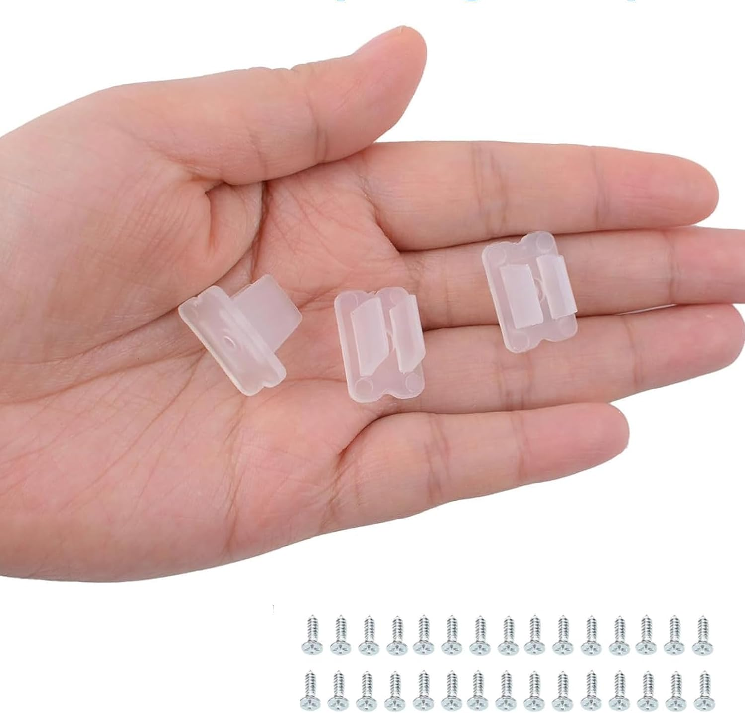 Gqunit Pack of 50 Waterproof LED Light Strip Clips, Mounting Clamps, LED Strip Mounting Bracket Clips, Suitable for 5 Mm to 6 Mm Silicone Strip Holder, Translucent, Includes Screws image number 3