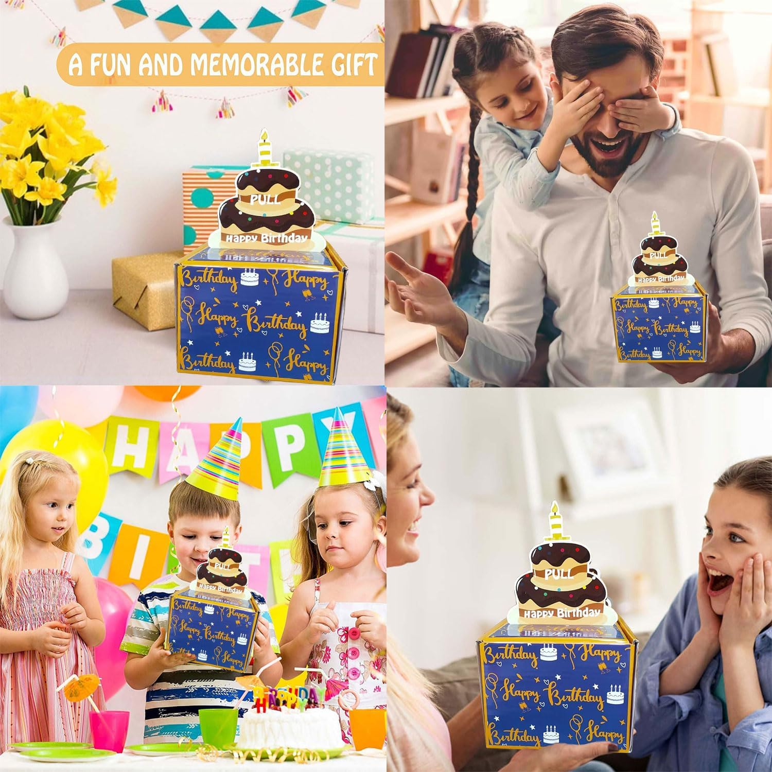 Pull Money Box Happy Birthday Surprise Set, Funny Cash Gift Box with DIY Card, Blue image number 4