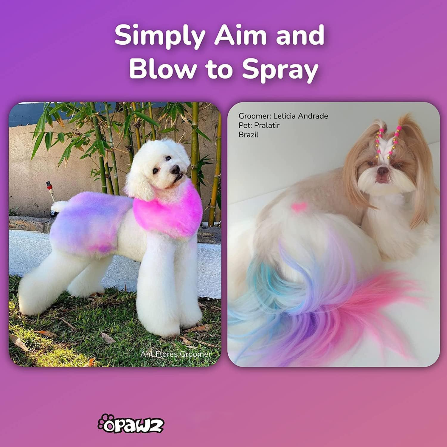OPAWZ Blow Pen 10 Colors with Tattoo Stencil 24Pcs Suit, Temporary Color Dog Hair Dye, Non-Toxic and Washable, Semi Permanent for Dogs and Cats Grooming image number 6