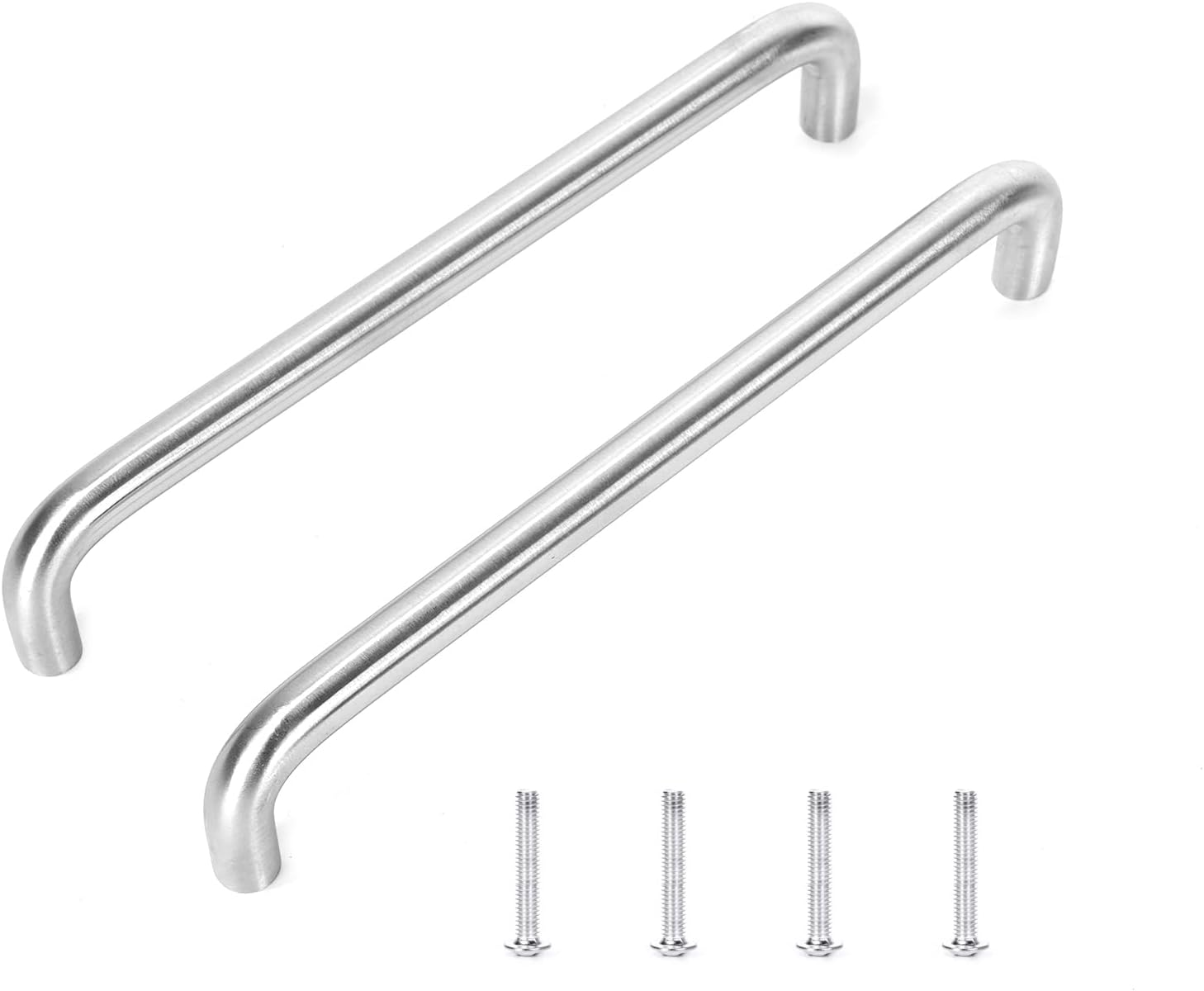 Ruimou 2Pcs Cabinet Pull,Cabinet Hardware,6.29''(160Mm) Center to Center, Stainless Steel Solid Handles with Screws for Kitchen Cabinet,Furniture Drawer Pulls (Curved Type Silver Pulls) image number 3