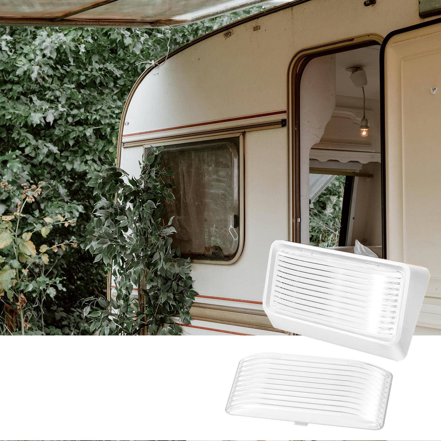 2Pcs Replacement Lens Parts for RV Exterior Porch Light, Plastic Camper Lights Cover Trailer Accessories Compatible with BARGMAN 34-78-517,515, 522 (Transparent) image number 3