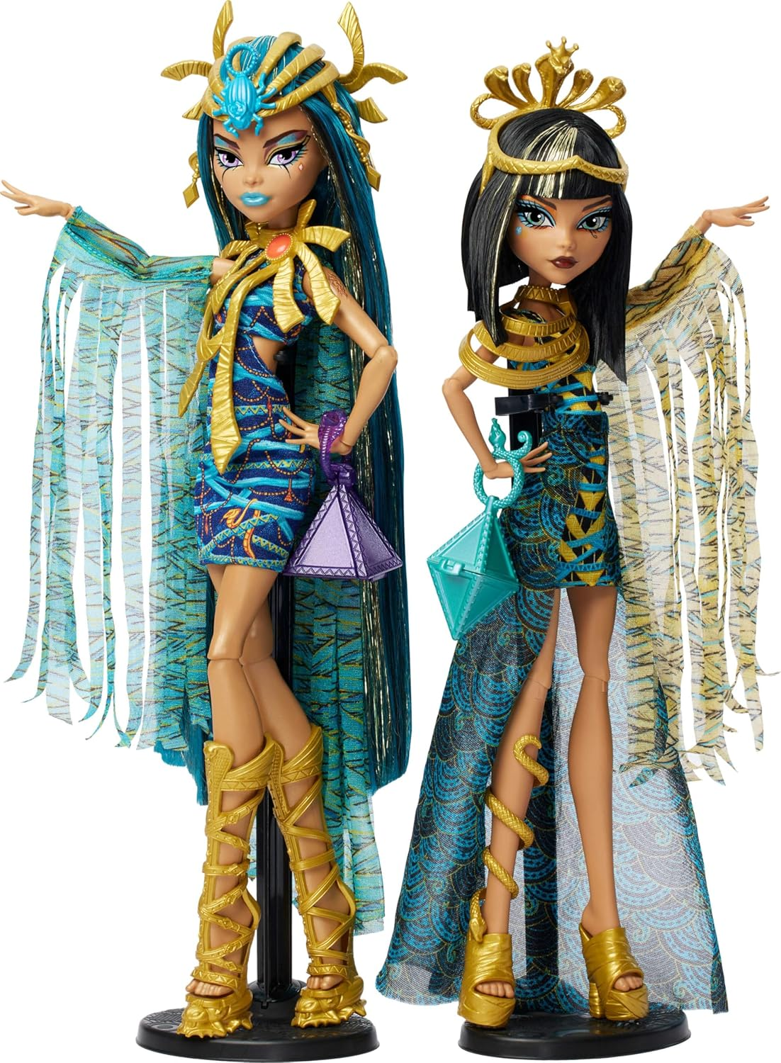 Monster High - Dolls Mummy Majesties Cleo and Nefera De Nile Collectible Figures Twin Pack with Gold Accessories and Premium Clothing HXJ01 image number 4