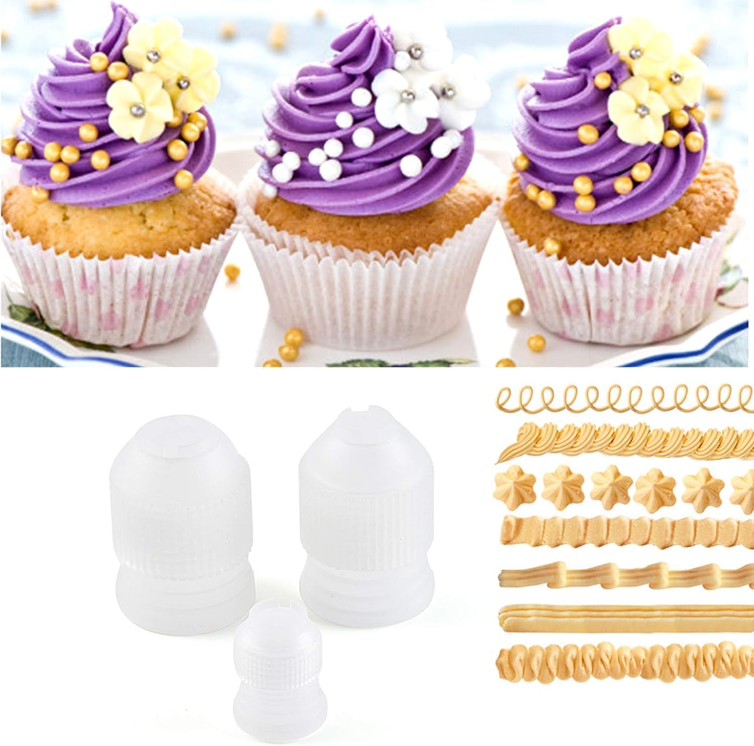 White Pastry Bag Coupler, 12 Pcs Three Different Sizes Plastic Standar Cake Decorating Pipe Tip Coupler for Piping Bags Icing Nozzles image number 1