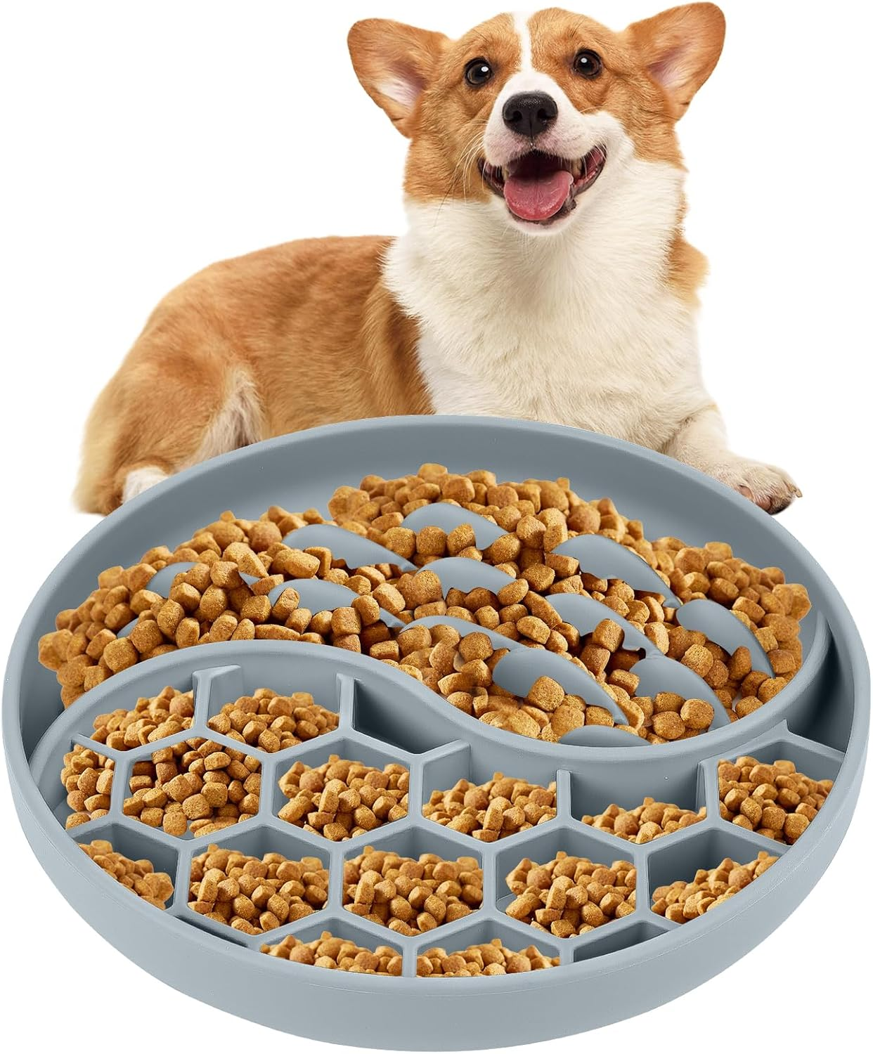 Slow Feeding Cat Bowl, Cat Feeding Bowl, Dog Bowl, Anti-Slinging Bowl, for Cats and Small Dogs (Grey) image number 6