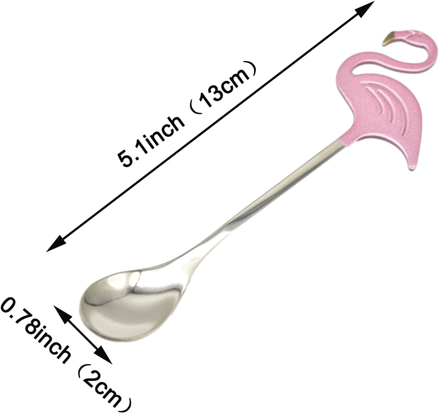 Maydahui 2PCS Flamingo Spoons 5.1 Inch（13Cm） Animal Spoon18/8（304） Stainless Steel Dessert Coffee Stirring Spoon Teaspoon Tableware Kitchen Tools image number 5