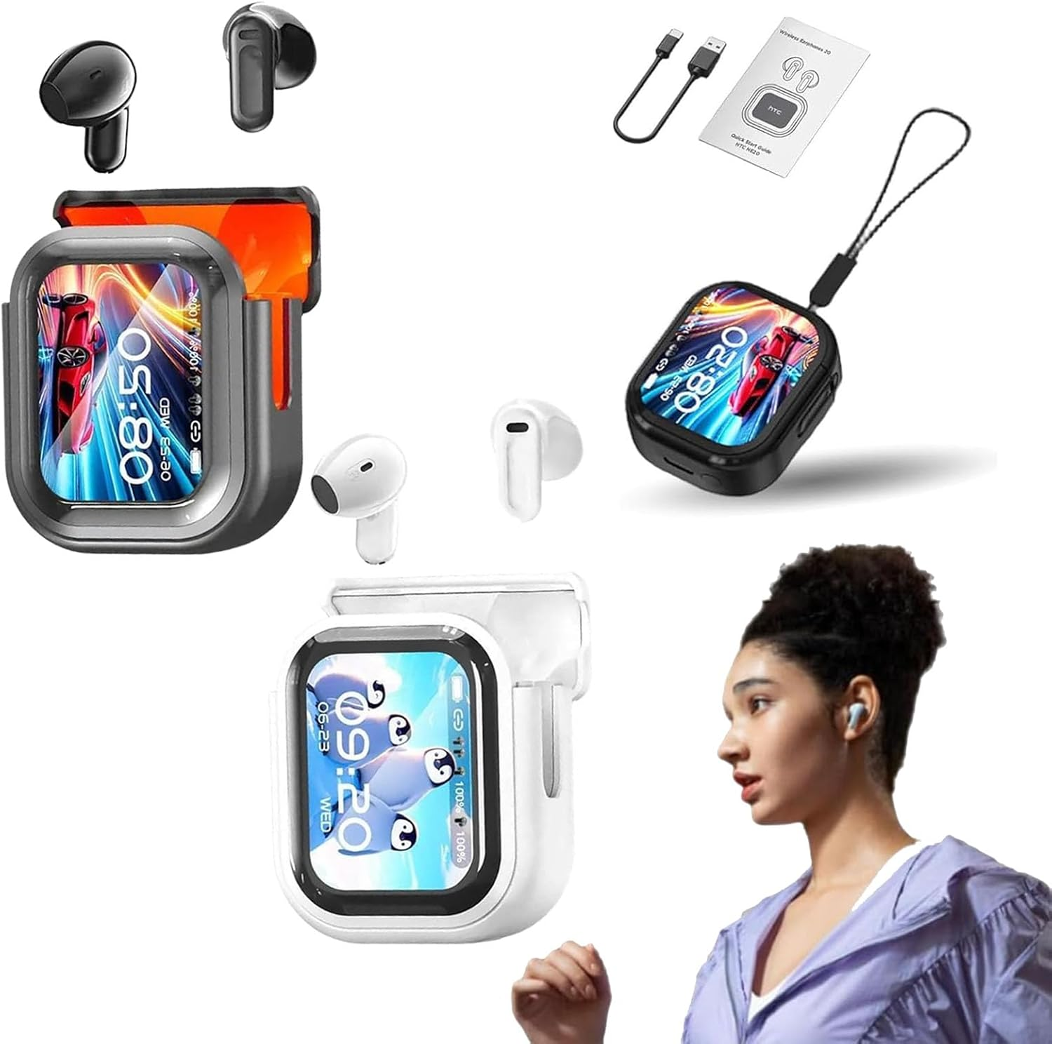 Ne20 Earbuds, NE20 Bluetooth 5.4 LED Display High Fidelity Waterproof Wireless Earphones, H-Tc NE-20 Translation Earbuds, Ai Translation Real Time, IPX6 Waterproof for All Occasions (Black)