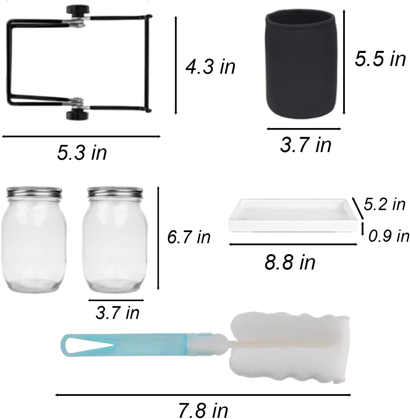 2 Pcs Sprouting Jar,32Oz Seed Sprouting Jar Kit with 304 Stainless Steel Screen Sprout Lids,Tray,Stand,Shading Cloth and Canning Brush for Growing Broccoli, Alfalfa, Mung Bean image number 3
