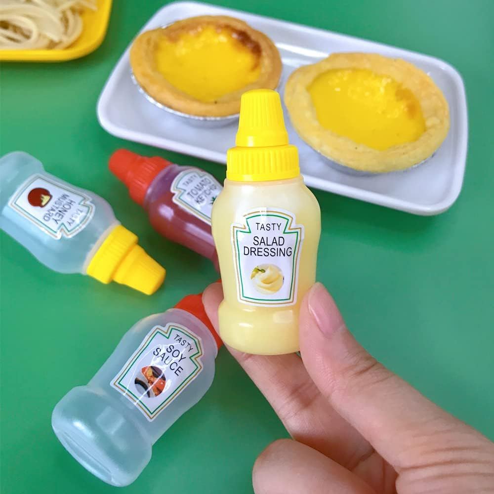 4Pcs Mini Condiment Squeeze Bottle Ketchup/Soy Sauce/Honey/Salad Dressing Container Portable Reusable Lunchbox Dispensers with Screw Cap,25Ml image number 5