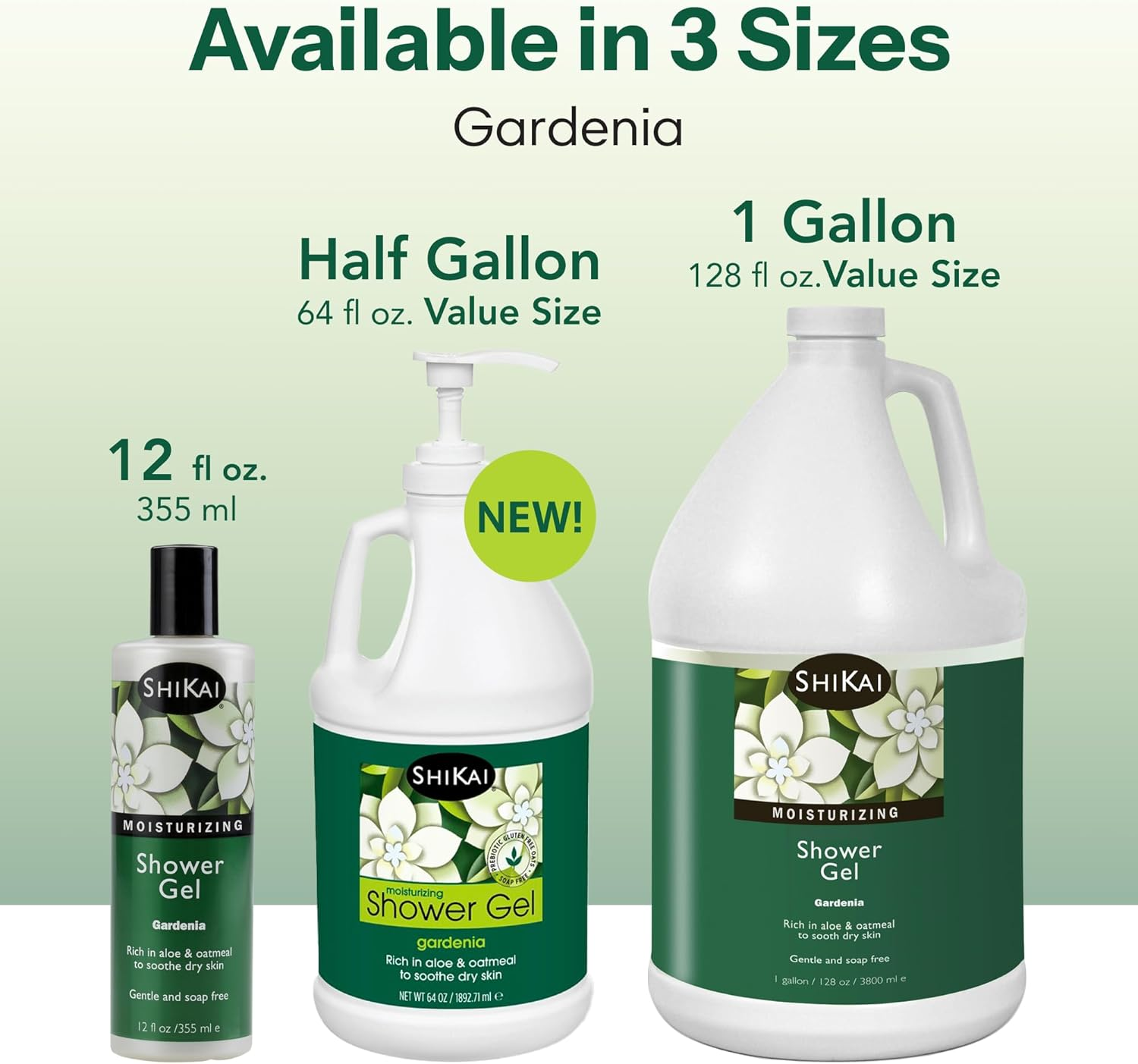 Shikai All Natural Moisturising Shower Gel, Gardenia, 350Mls (Pack of 2) image number 3