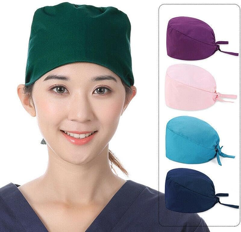 AIMALL 100% Cotton Surgical Scrub Cap Hat Unisex Surgerytheatre Doctor Nurses Solid - Adjustable Hat for Doctors, Nurses, and Theatre Staff - Durable & Breathable - Blue image number 7