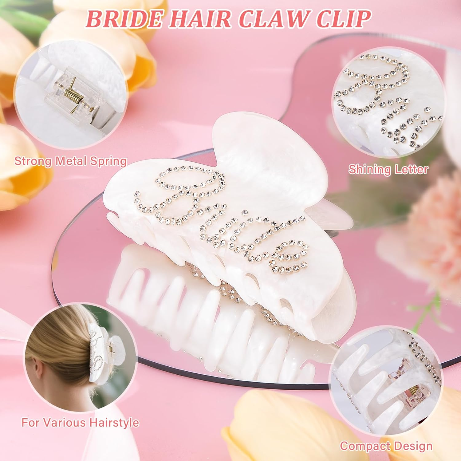 7Pcs Bride to Be Gifts, Bridal Shower Bachelorette Gift Set, Unique Engagement Wedding Day Basket for Women Her Wifey Future Mrs, Including Makeup Bag Slippers Hair Clip Scented Candles Jewelry Box