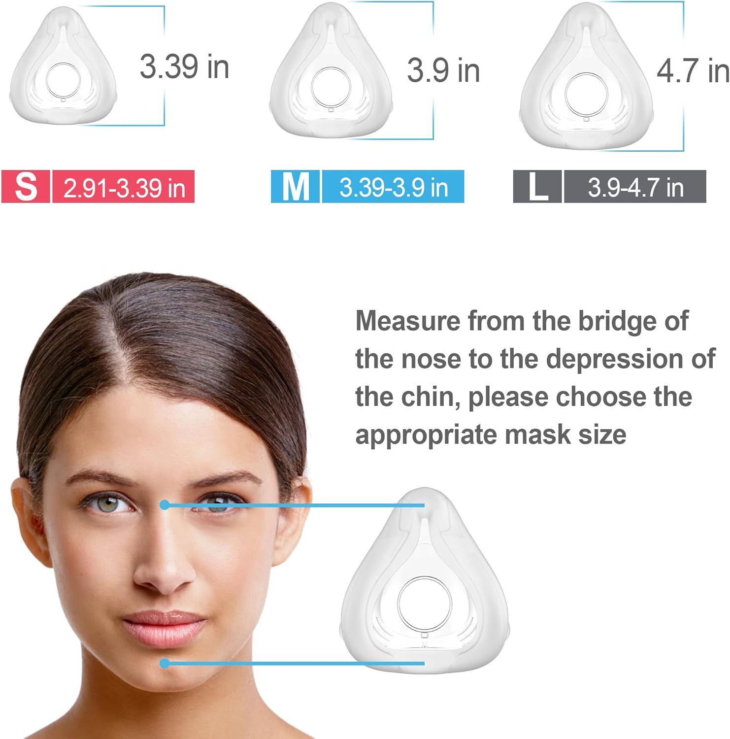 2 Packs Replacement CPAP Mask (M) Compatible with Airfit F20, Reliable Seal & Softer Softer Sleep Apnea Mask, Great-Value & Durable CPAP Accessories Supplied by Airsmart (Medium) image number 3