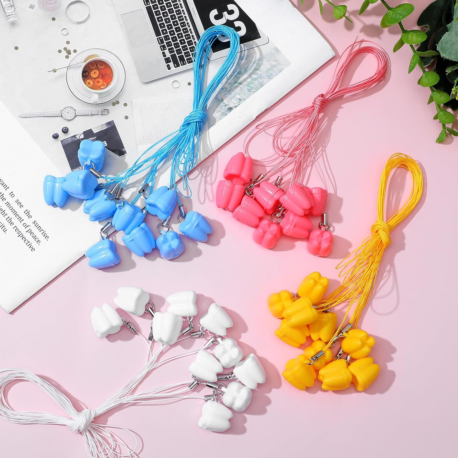 Tooth Saver Necklaces 40 Pcs Milk Tooths Storage Box Lost Teeth Necklace Tooths Fairy Bag Organizer Case Tooth Holder for Kids Teeth Party Supply Ornaments Accessories Keepsake Treasure image number 1