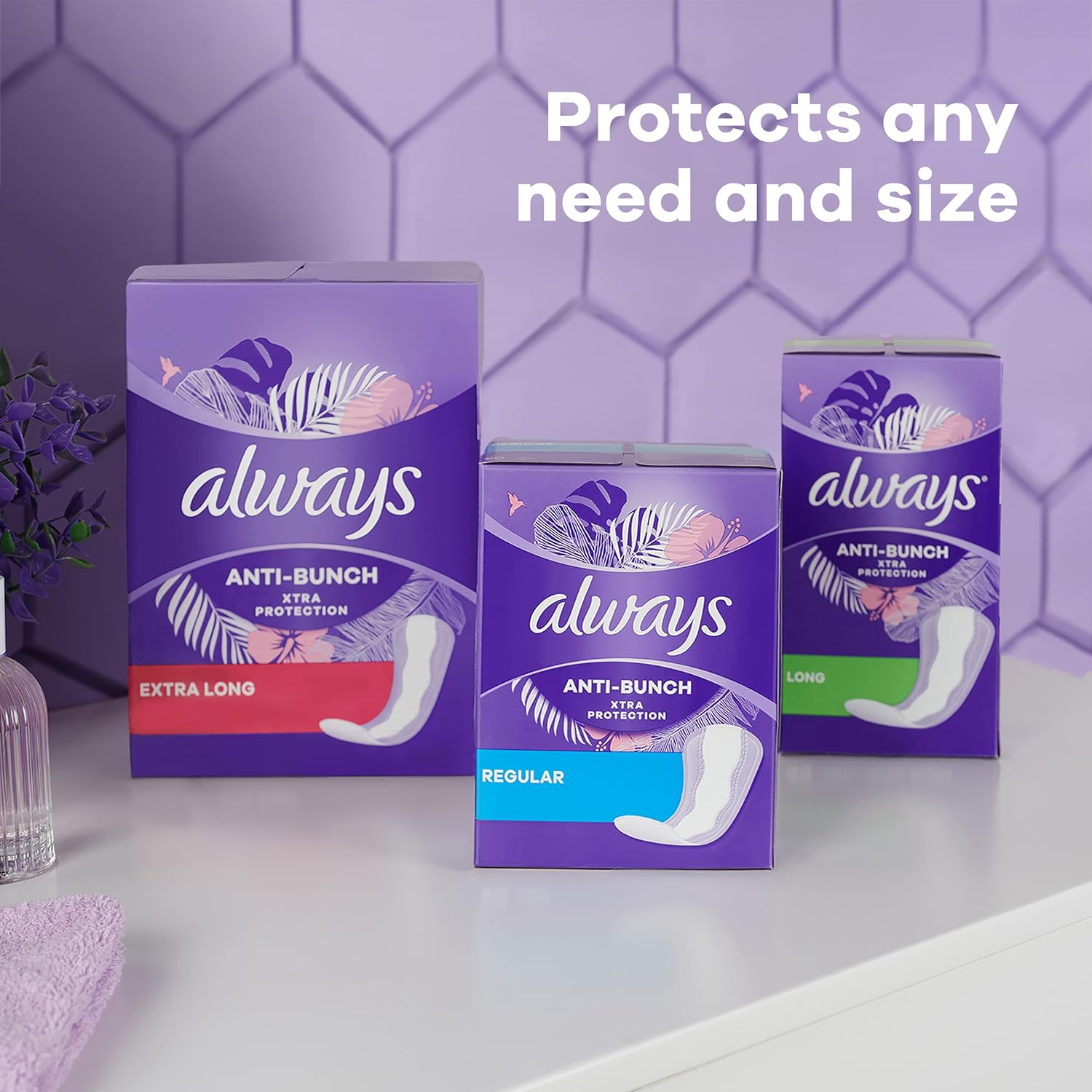 Always Xtra Protection Long Daily Liners Unscented 108 Count image number 1