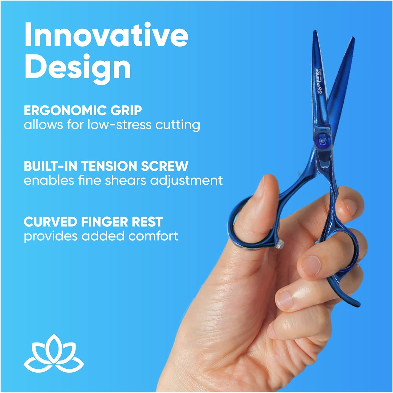 Equinox Professional Razor Edge Series - Titanium Barber Hair Cutting Scissors/Shears - 6.5" Overall Length with Fine Adjustment Tension Screw image number 2