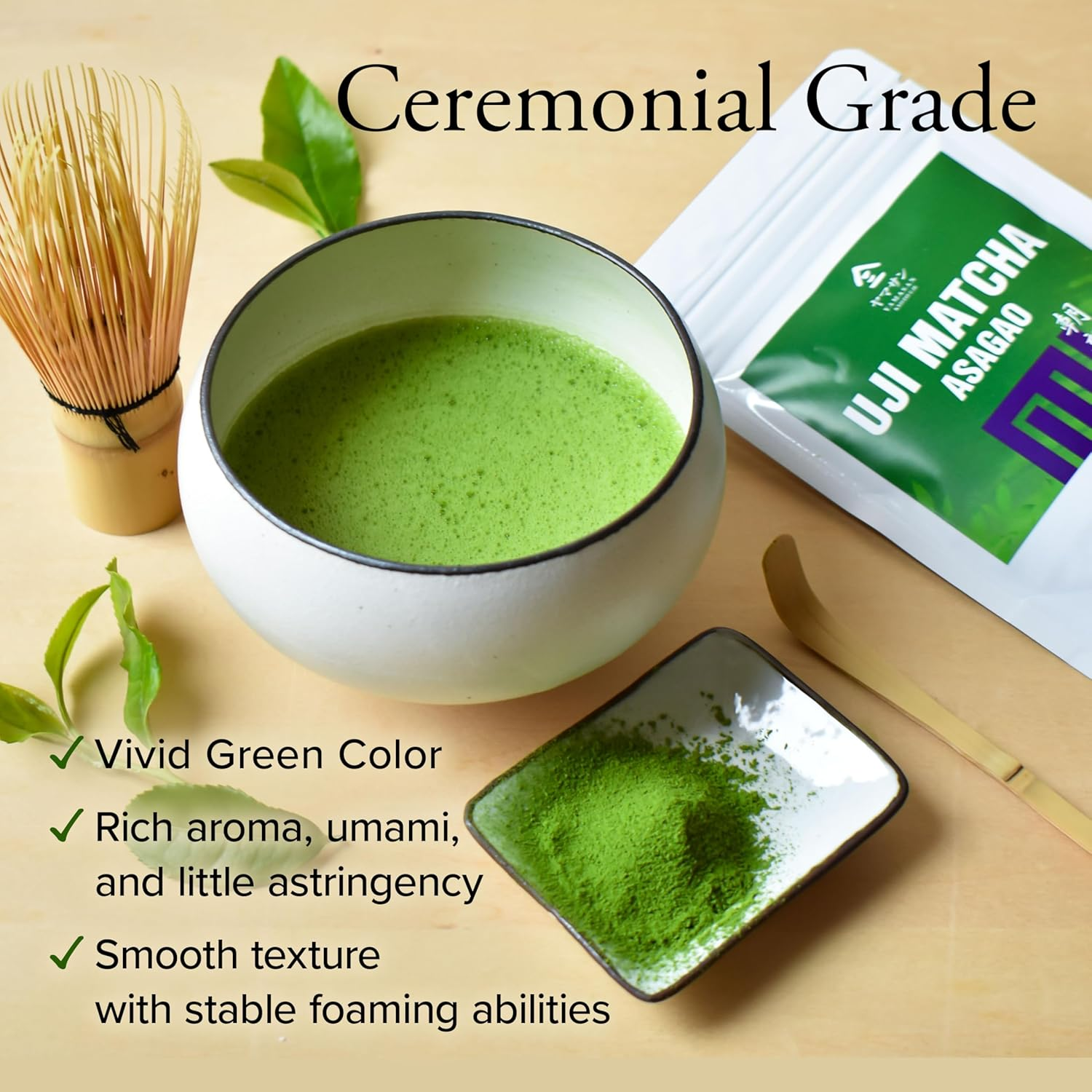 YAMASAN KYOTO UJI Ceremonial Grade Matcha, Premium First-Harvest Matcha Powder, Authentic Japanese Origin, Vegan, Sugar Free, Made in Uji, Kyoto, Japan, 50G image number 4