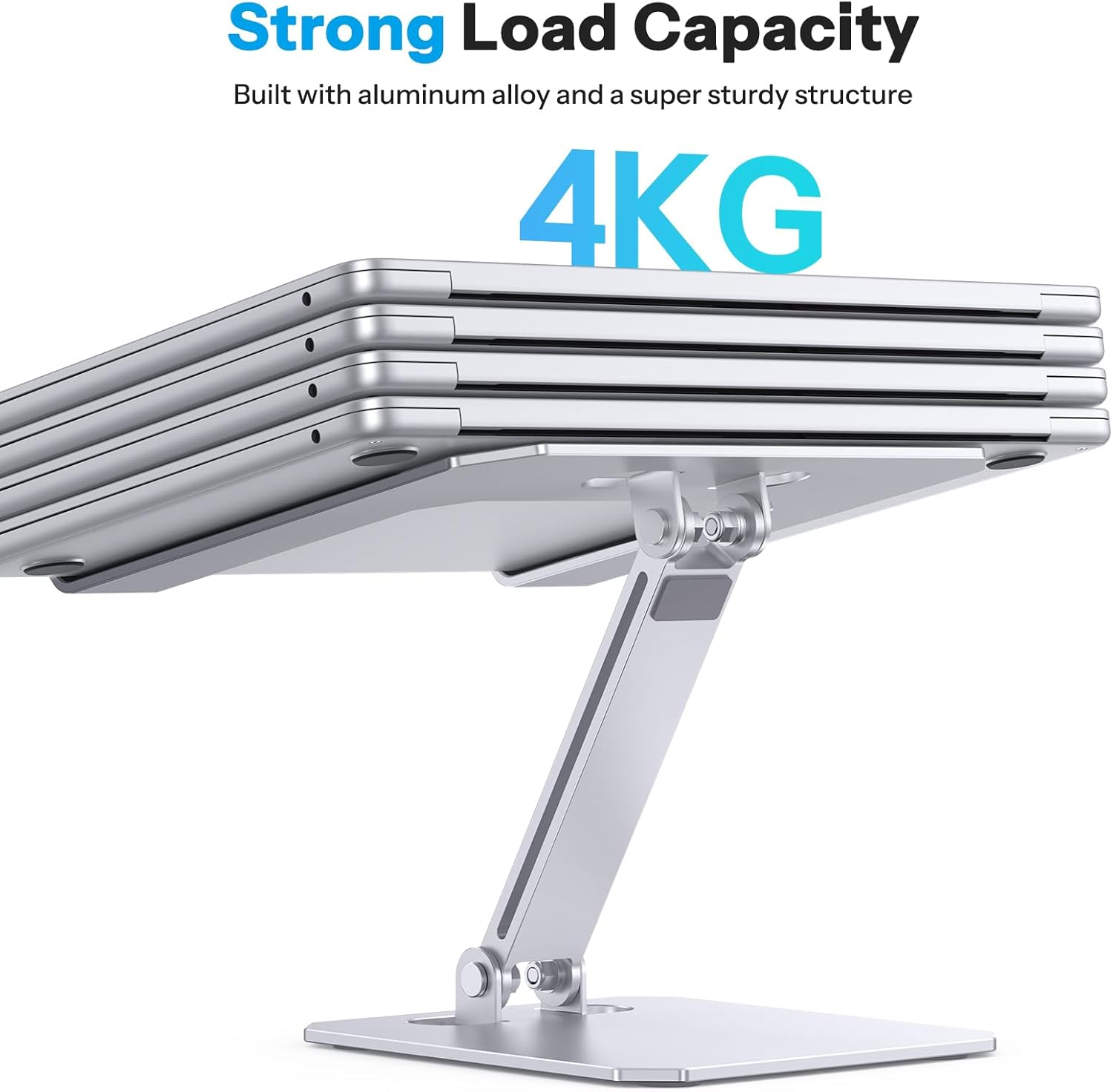 OMOTON Laptop Stand for Desk, Ergonomic Adjustable Computer Stand Aluminum Portable Desktop Laptop Riser Holder for Macbook Air Pro, Dell, HP and All Tablets up to 15.6", Glossy Silver image number 6