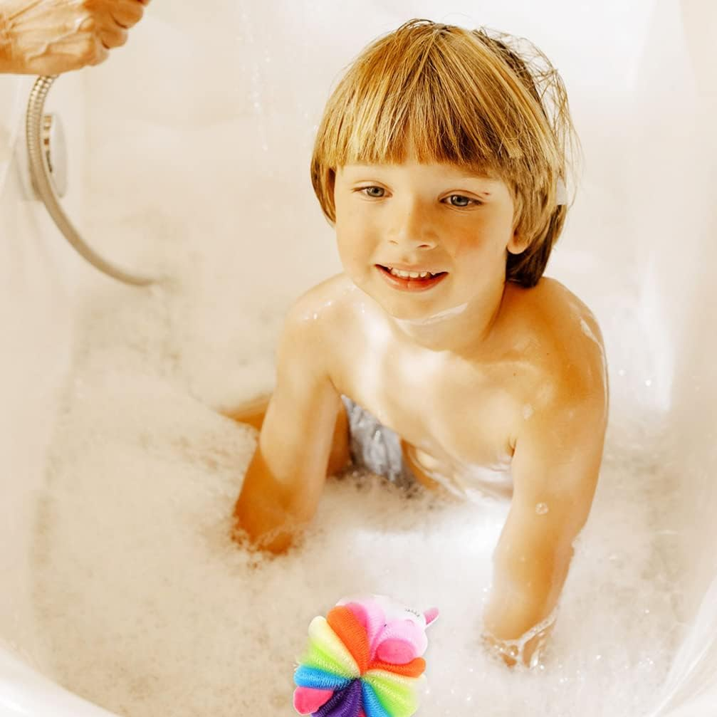 Toddmomy Kids Bath Sponge 2Pcs Kids Loofah Animal Bath Loofahs Mermaid Cartoon Shower Loofahs Cute Bath Sponges Pouf Body Scrubbers Shower Loufah Sponge image number 6