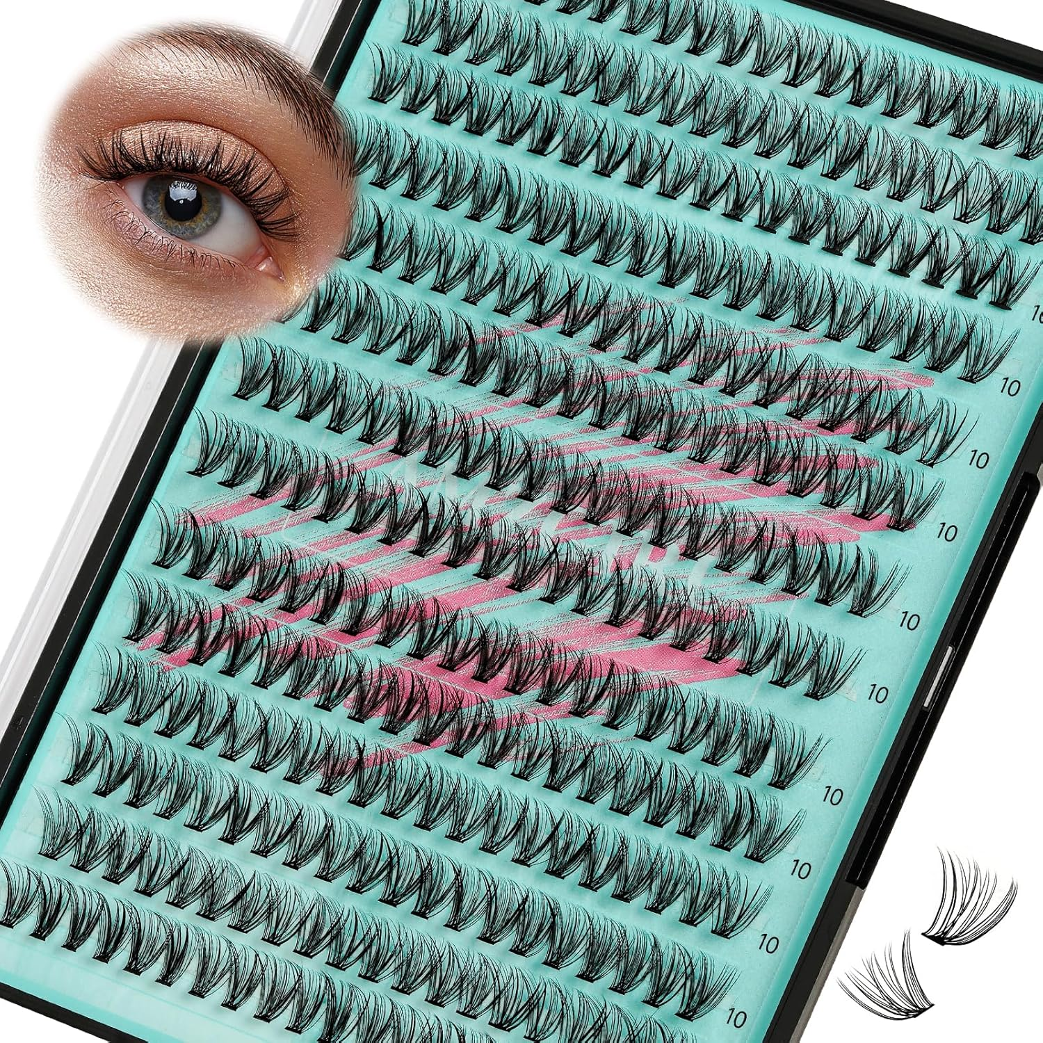 Lash Clusters 280Pcs 30D Eyelashes Cluster D Curl Individual Wispy Lashes Cluster for DIY Cluster Eyelash Extensions at Home for Beginners (30D,10Mm)