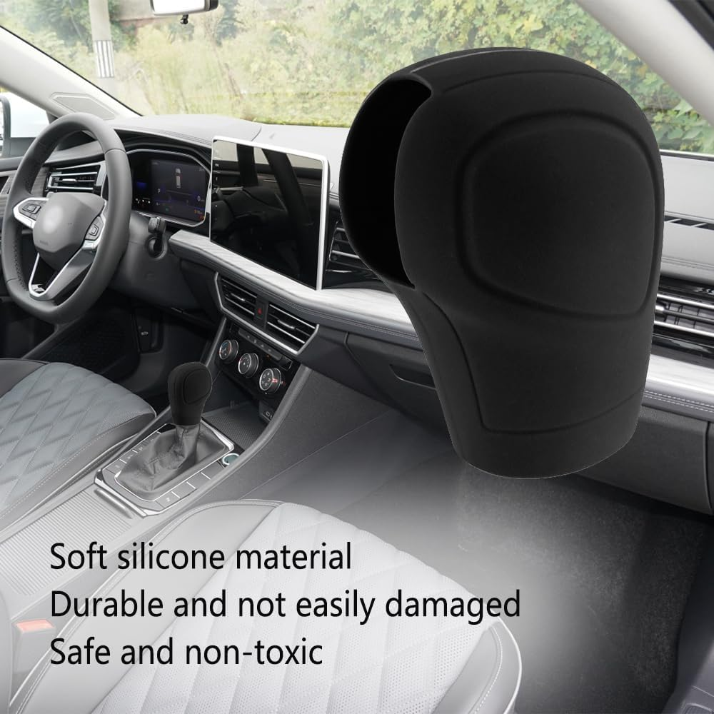 2PCS Car Gear Shift Cover - Silicone Auto Gear Shift Knob Cover - Preventing Automatic Shifter Knobs Aging - Universal Car Interior Decor Accessories for Women or Man (Black) - Yellow image number 2