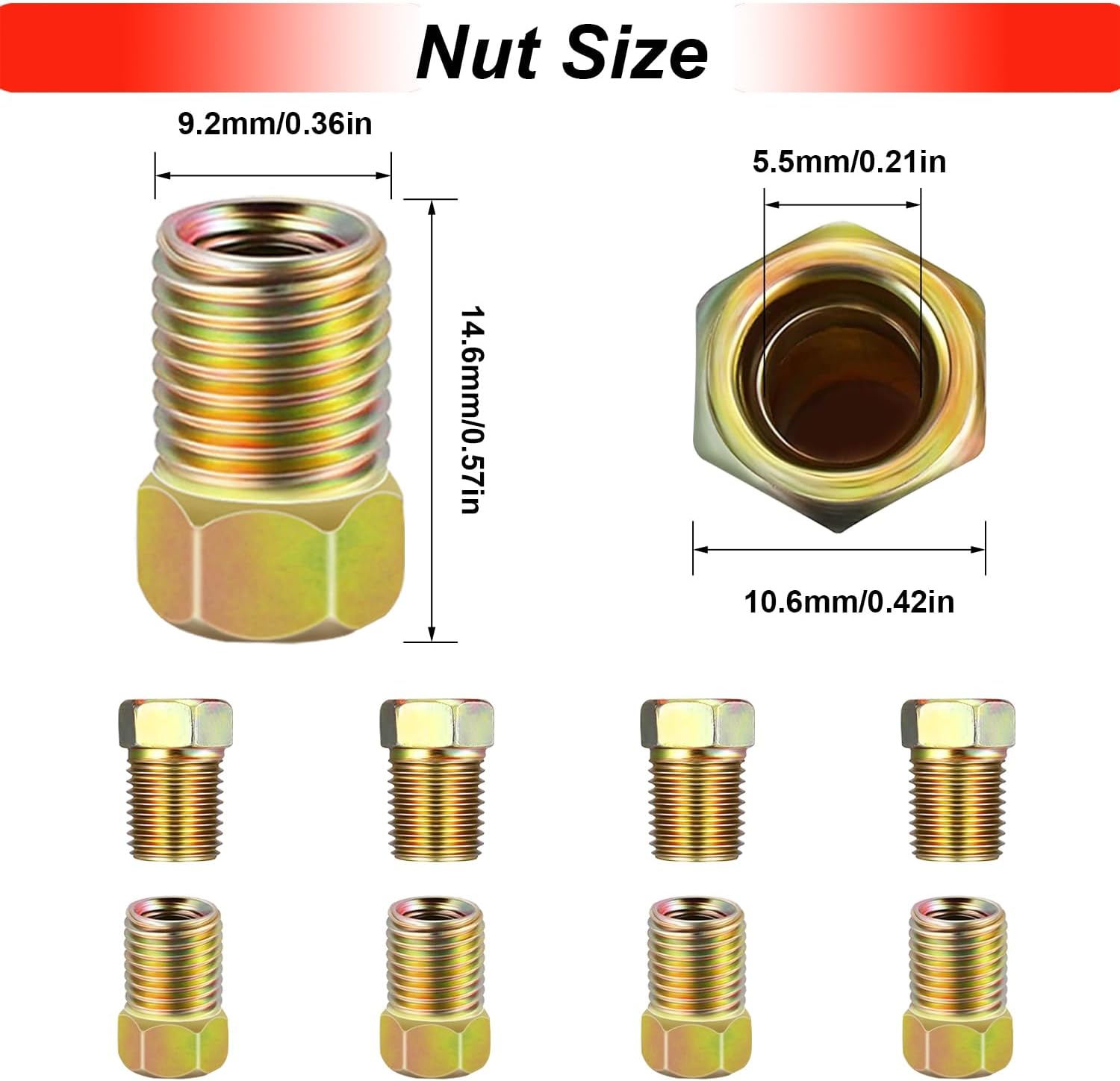 Tnisesm 35 PCS Threads Brake Line Fittings Assortment Kits for 3/16"(19 Fittings) and 1/4" (16 Fittings) Inverted Flares Brake Line Tube image number 3
