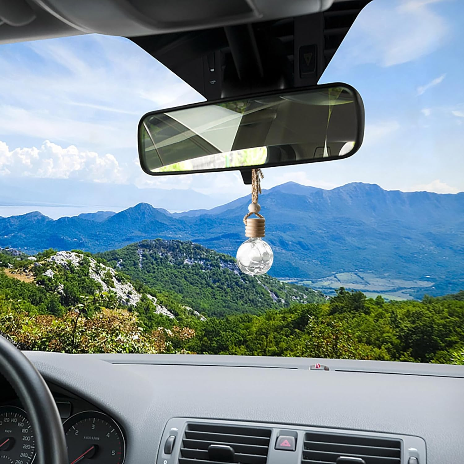 10Pcs Empty Glass Car Perfume Bottles Refillable Essential Oil Diffuser Hanging Rope Mini Air Freshener Pendant for Car Office Room 10Ml image number 2