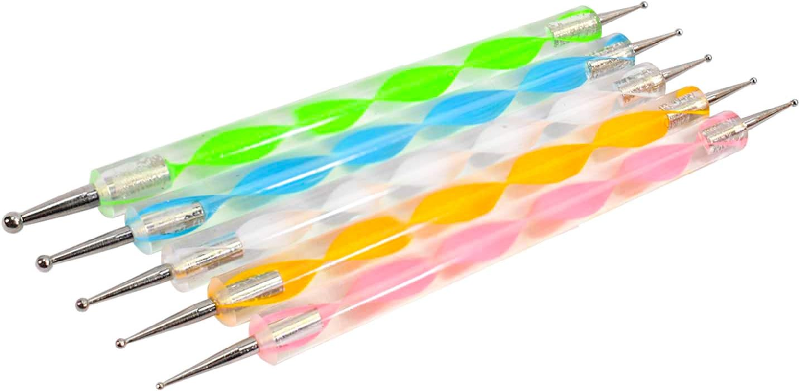 TRIXES 5 X 2 Way Dotting Pen Marbleizing Tool Nail Art Dot Paint Shop Accessory image number 3