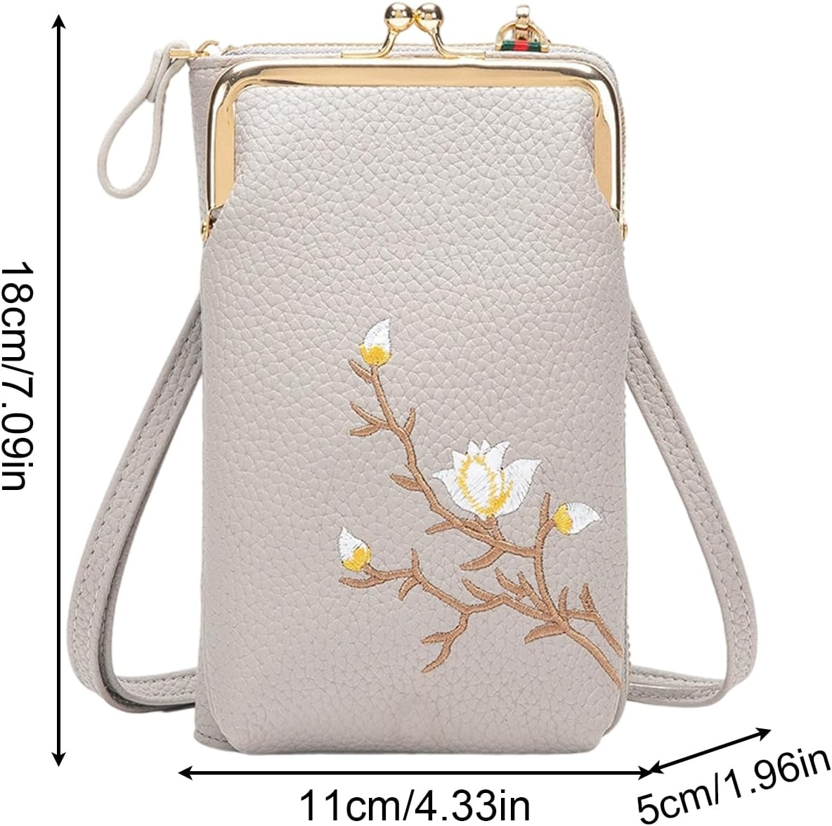 Sling Bag for Women - PU Leather Wallet Bag,Small Wallet with Shoulder Strap for Gym Summer Teen Girls Hiking Passport Running - Gray image number 6