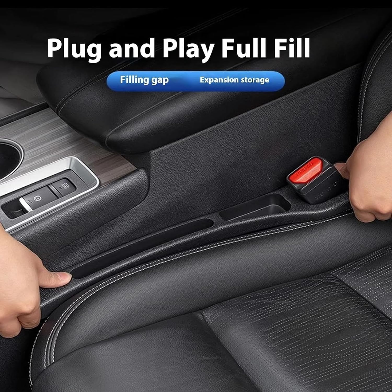 Car Seat Gap Filler of 2, Soft Foam Multifunctional Seat Side Gap Filler with Phone Holder Organizer Fill the Gap between Seat and Console Stop Things from Dropping Drop Blocker (Black)