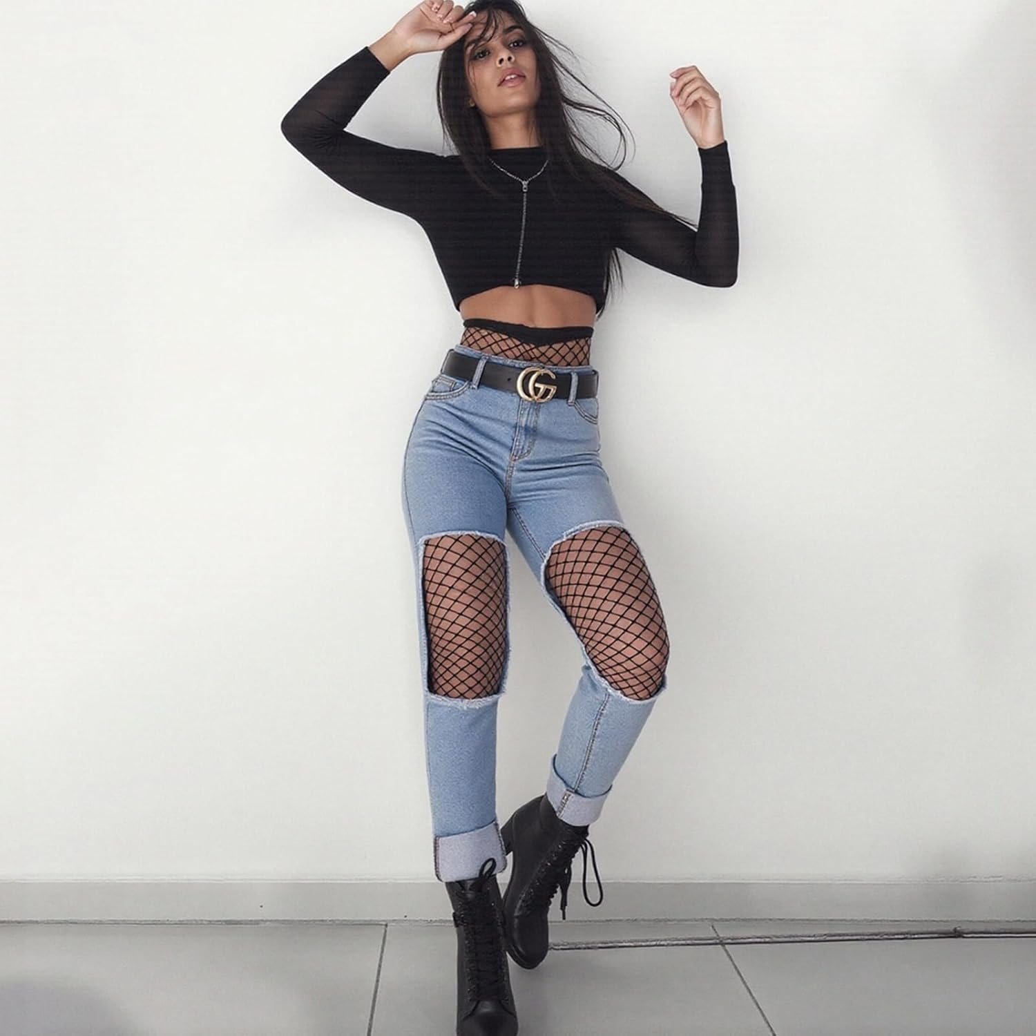 4 Pcs Fishnet Stockings, Fishnet Tights with Reinforced Toes, Women&lsquo;S Fish Net Pantyhose for Dancing, Parties & Daily Wear, One Size - Red image number 4