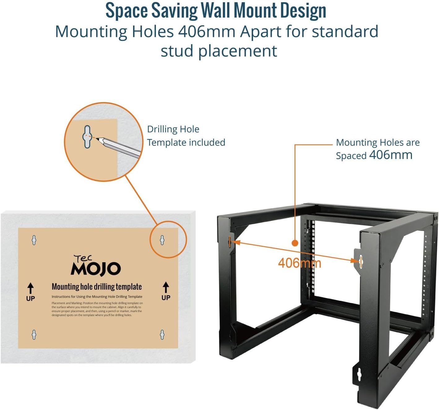 Tecmojo 2 Post 6RU Wall Mount Server Rack, 19 Inches Open Frame Server Rack with 180 Degree Swing Gate, 457 Mm Deep, for Computer/Av/Data/It/Media Equipment image number 4