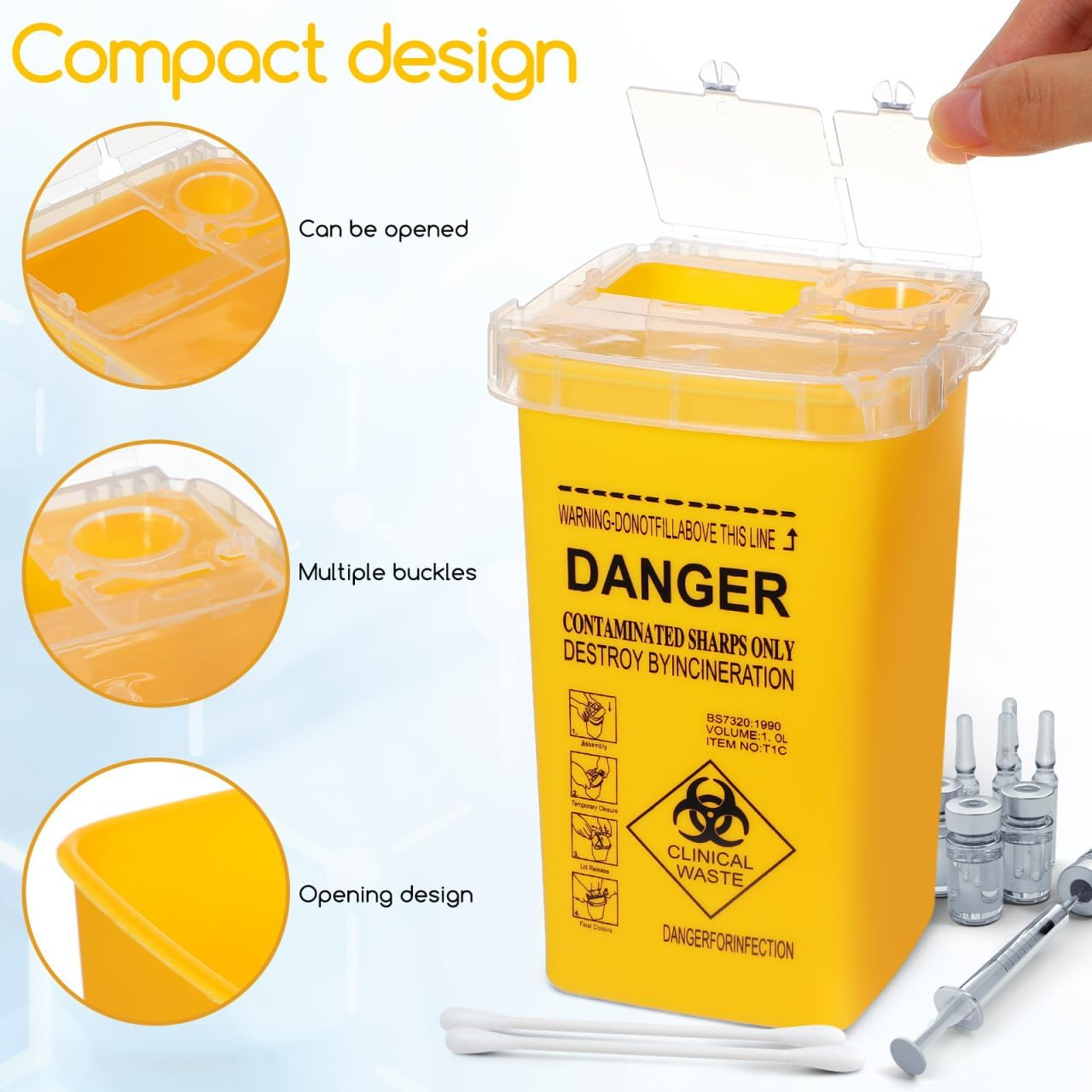 NOLITOY Disposal Bucket Sharps Container Large Capacity Container Sharps Container with Lid image number 1