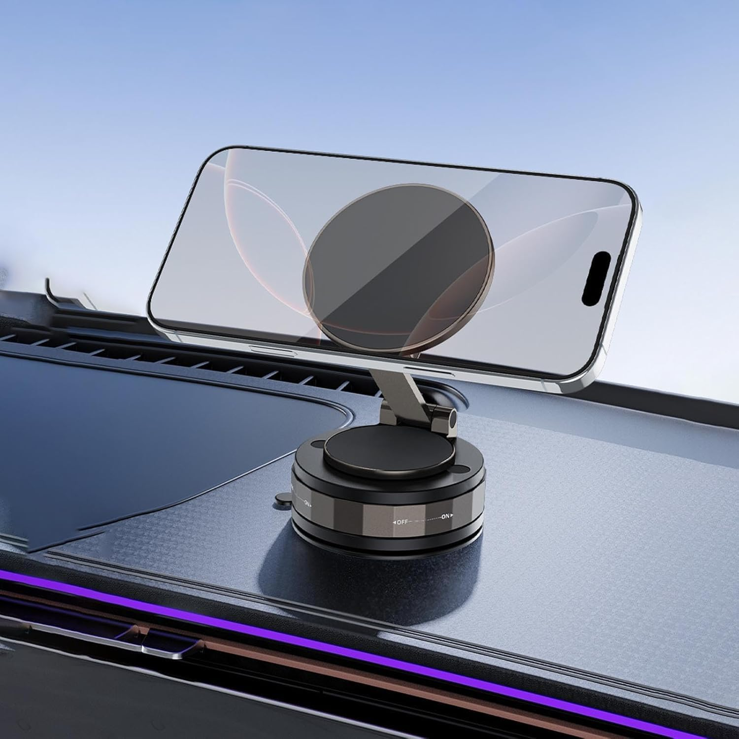 Magnetic Car Phone Mount Holder for Dashboard & Air Vent &ndash; 360&deg; Rotation Strong Magnet Compact Phone Holder for All Smartphones. (Vacuum Magnetic Phone Holder) image number 2
