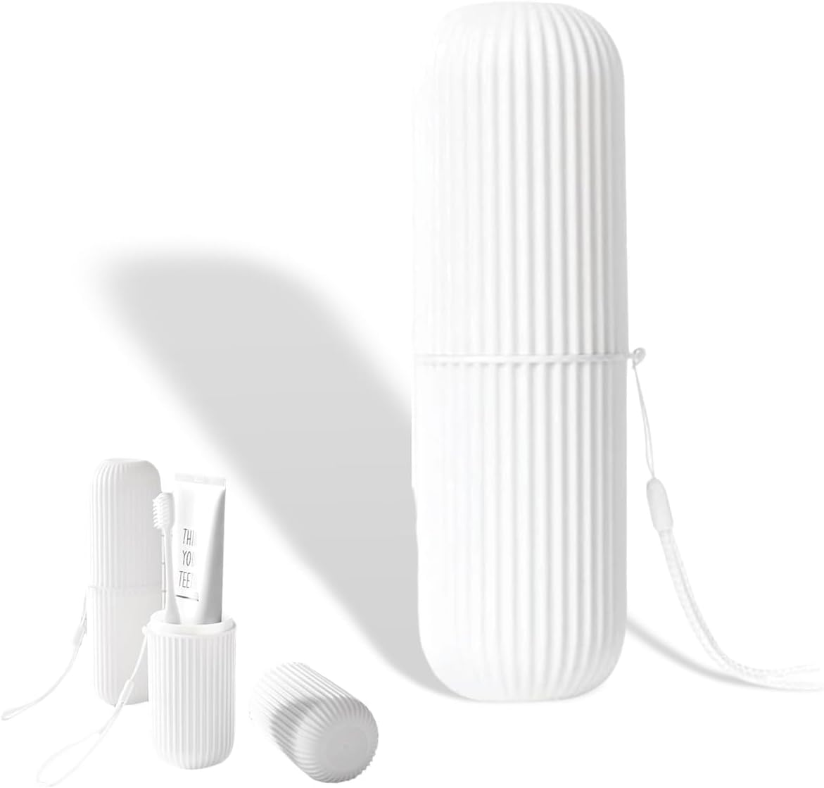 Toothbrush Travel Case, Portable Toothbrush Cup Case Box Container Plastic Travel Toothbrush Case Toothbrush Holders for Traveling(White)