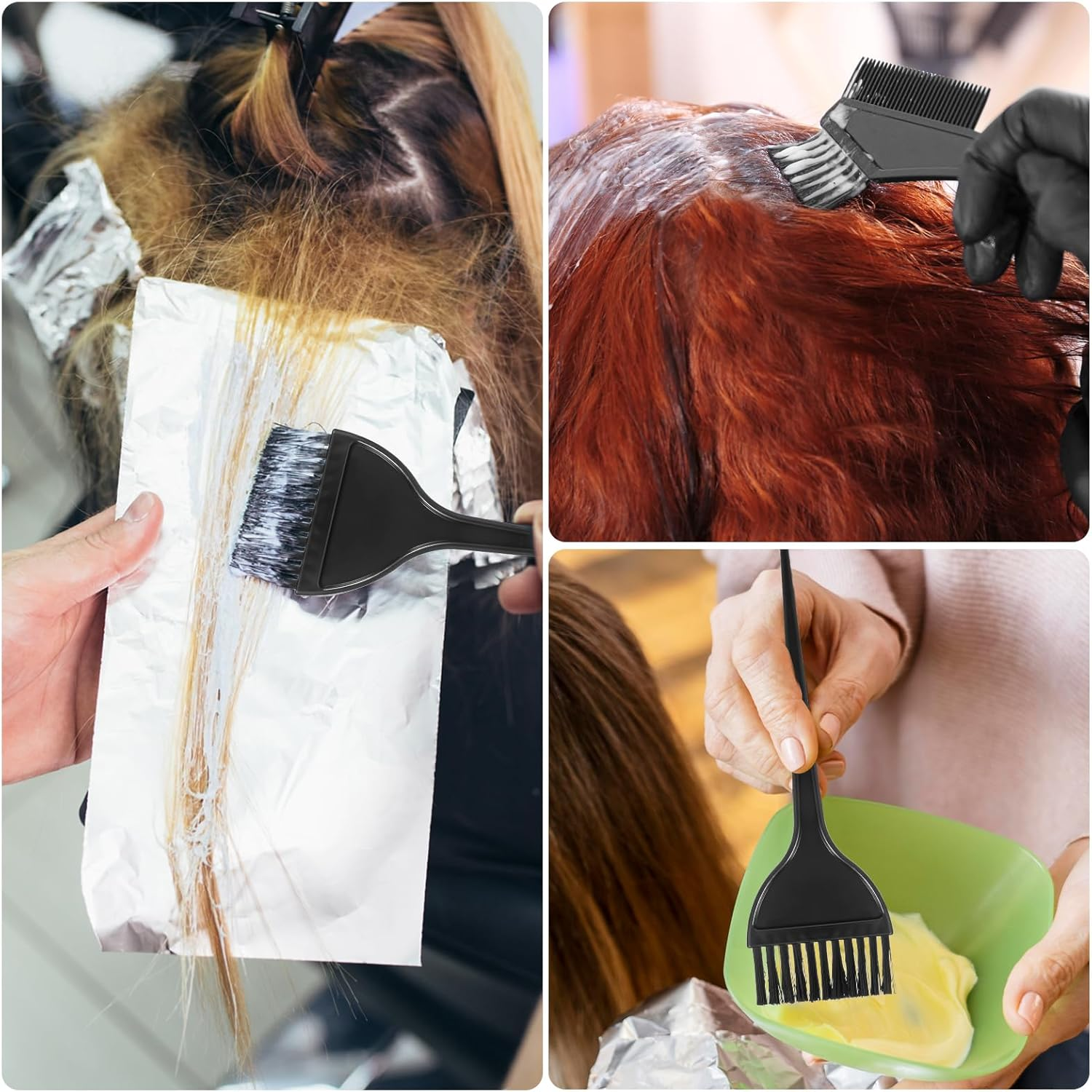 Oruola 3Pcs Highlight Caps for Hair,Highlight Cap Kit,Highlight Cap with 3 Metal Hook and 2 Hair Dye Comb & Brush for Salon Hair Dyeing Hairdressing and DIY Dyeing Hair,Highlighting Cap Blue image number 5