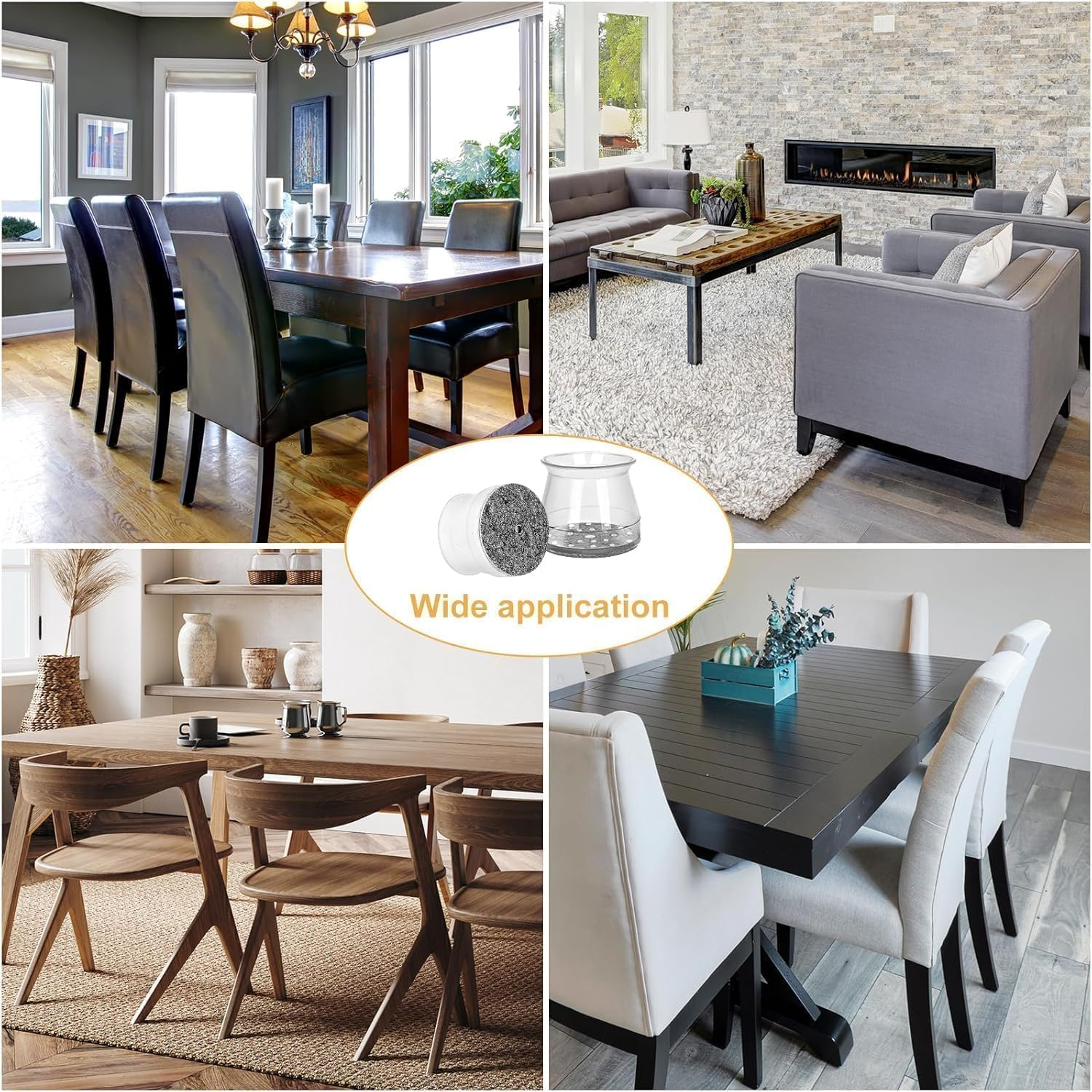 Chair Leg Floor Protectors Covers - 24Pcs Silicone Felt Bottom Furniture Legs Cover for Hardwood Floors Bar Stool Feet Caps round Clear Table Chairs Leg Floor Protectors Protect (Small)