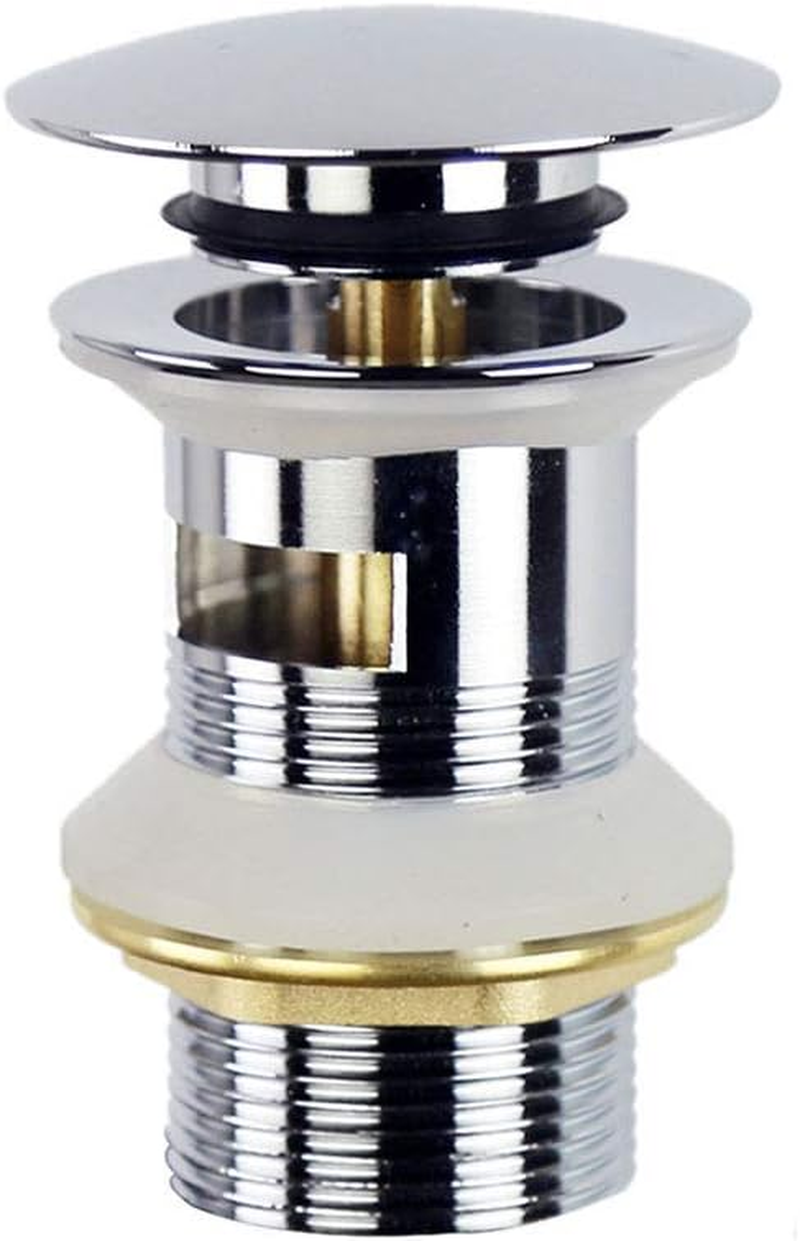 Pop up Sink Plug Slotted Black Click Clack Basin Waste Plug with Overflow for Bathroom Bathtub