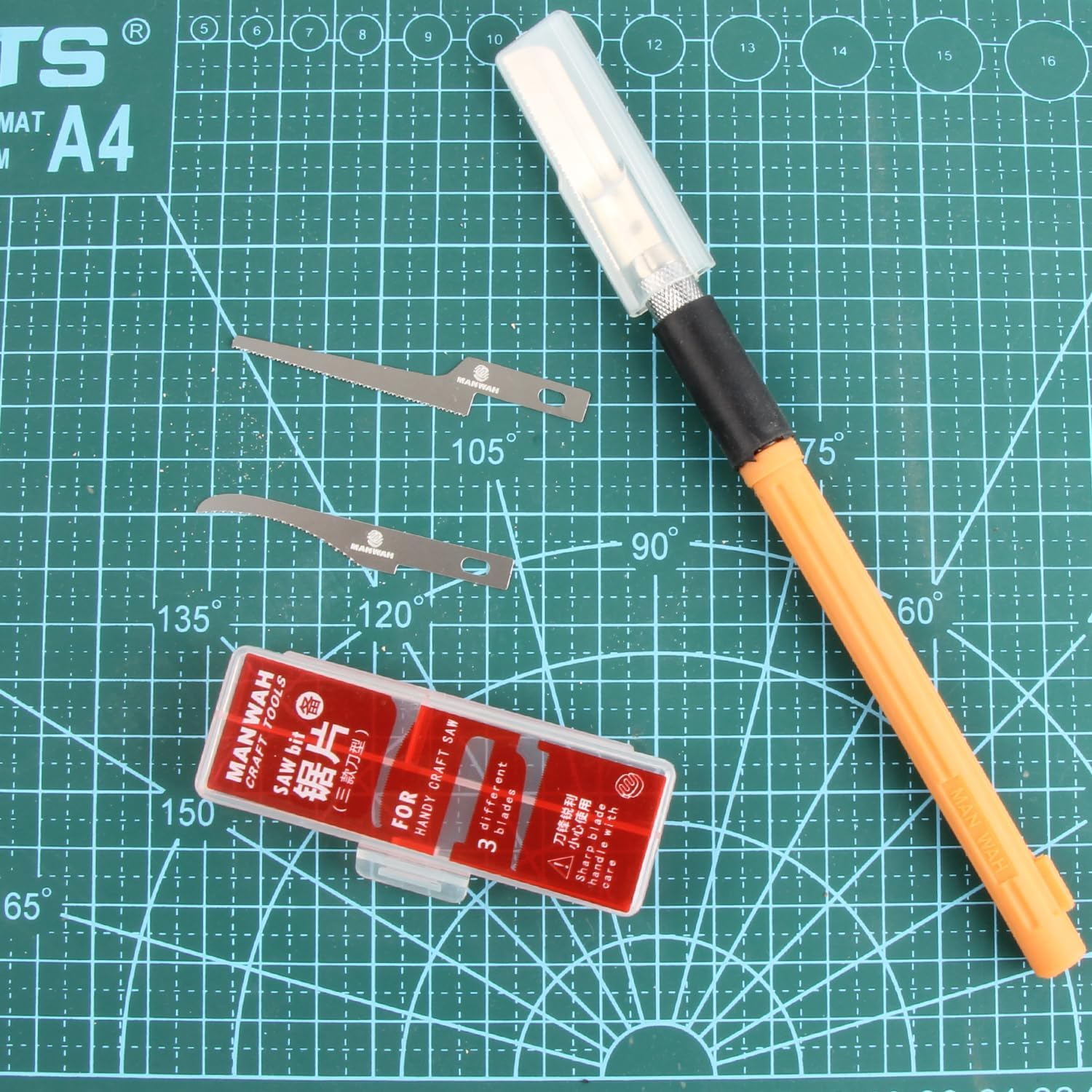 YUENTOEN Mini Hand Saw Model Tools, Modeling Knife Hacksaw Tool with 3 Pieces Craft Blades for Handcrafted, DIY Models and Other Fine Cutting image number 6