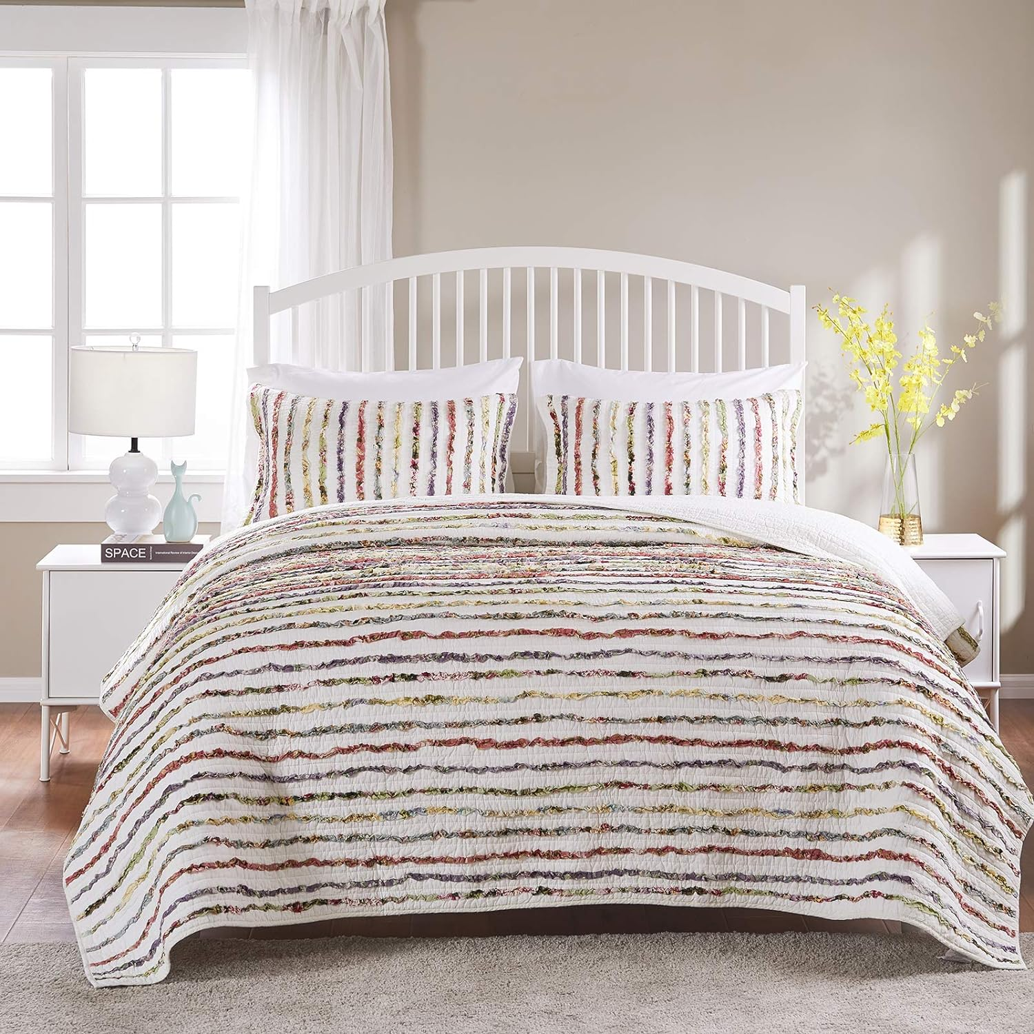 Greenland Home GL-1104YQ Bella Ruffle Quilt Set Full/Queen