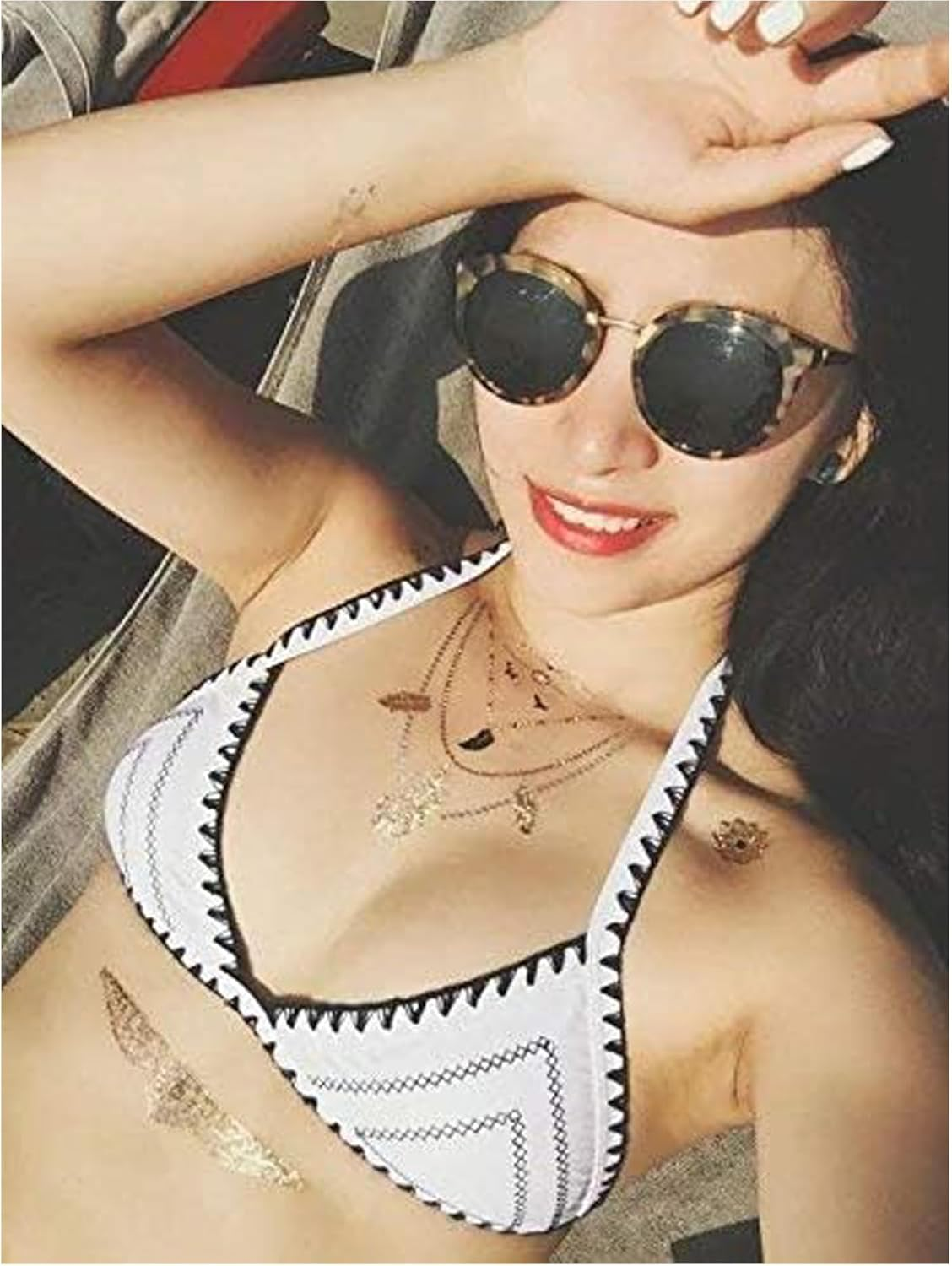 Temporary Tattoos - 5 Large Sheets Gold Silver Glitter Fake Tattoos, 80+ Color Flash Fake Waterproof Tattoo Stickers for Adults and Kids image number 2