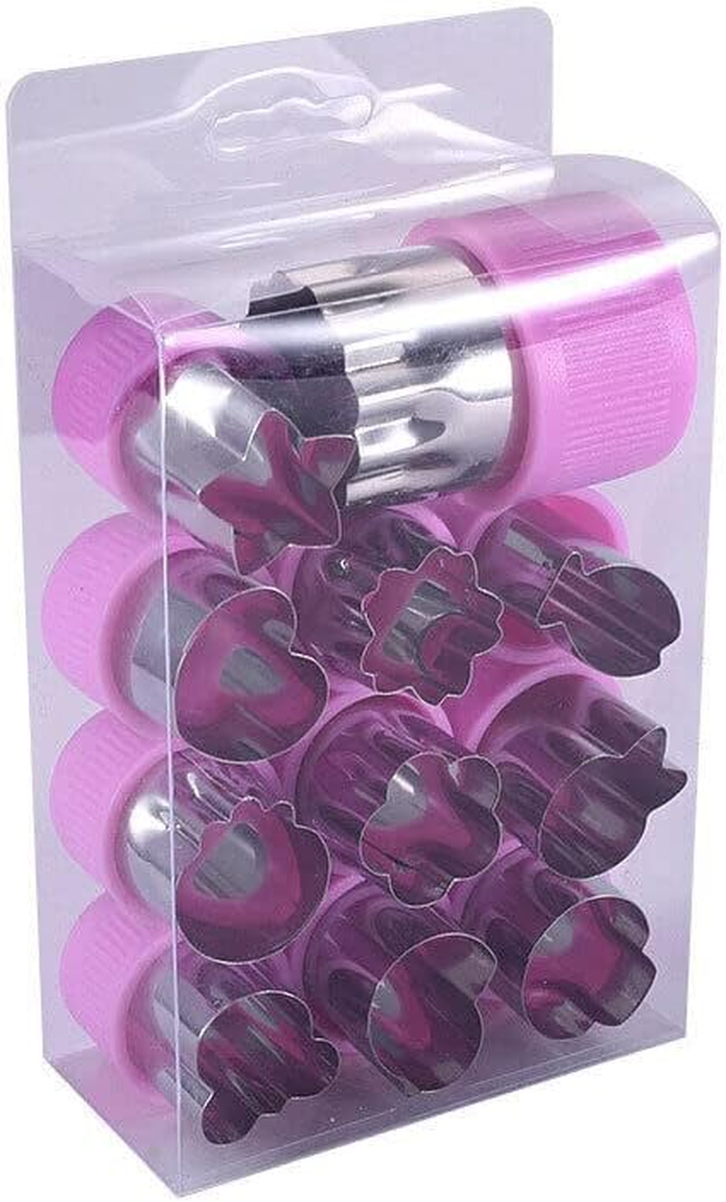 AIMALL 12Pcs Stainless Steel Fruit Vegetable Mini Cookie Shape Cutter Set, Kid Food Molds, Pastry Stamps, Decorative Baking Tools for Kids, Food Shapes for Vegetables & Fruits